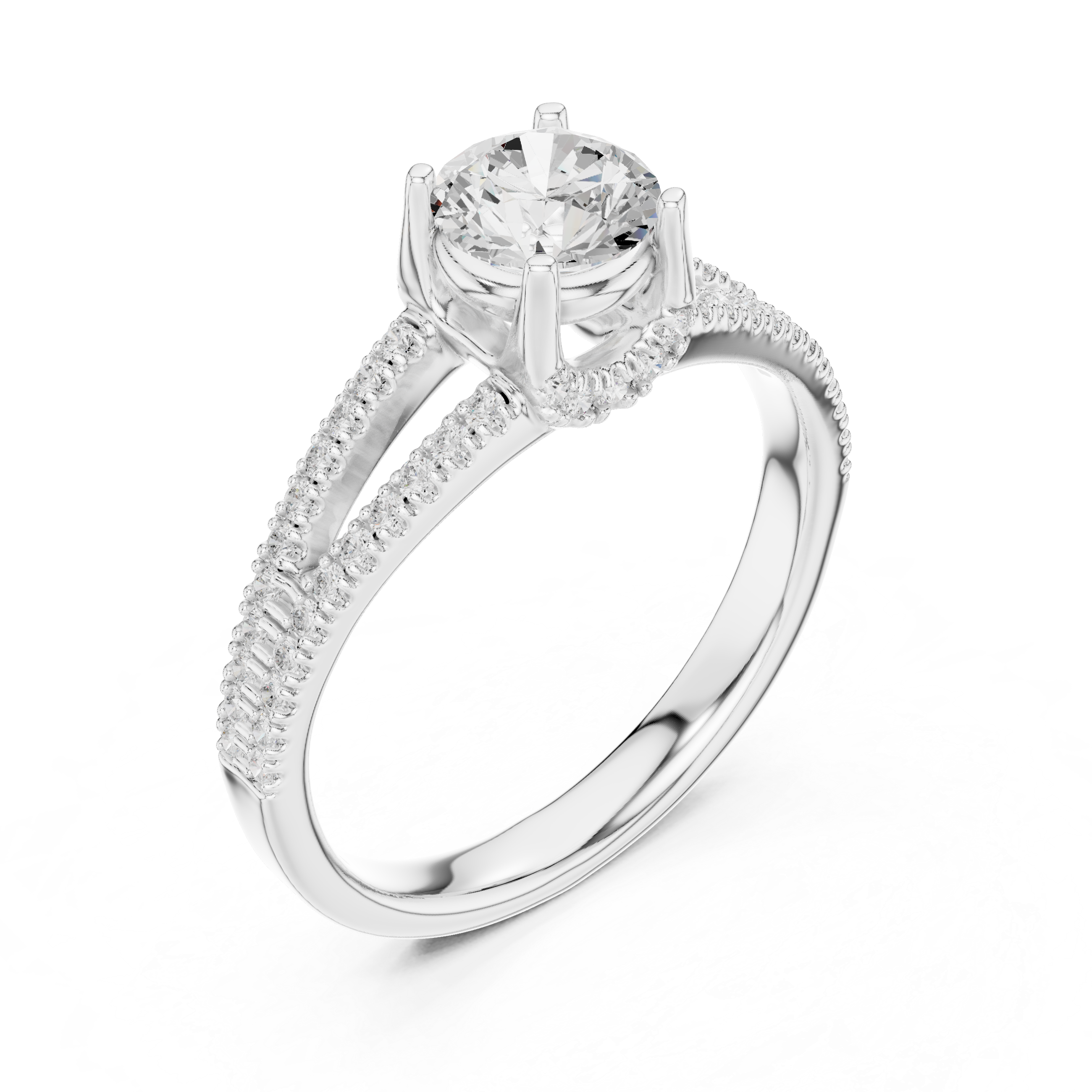 Split Shank Pavé Diamond Engagement Ring – Hidden Halo Solitaire Ring