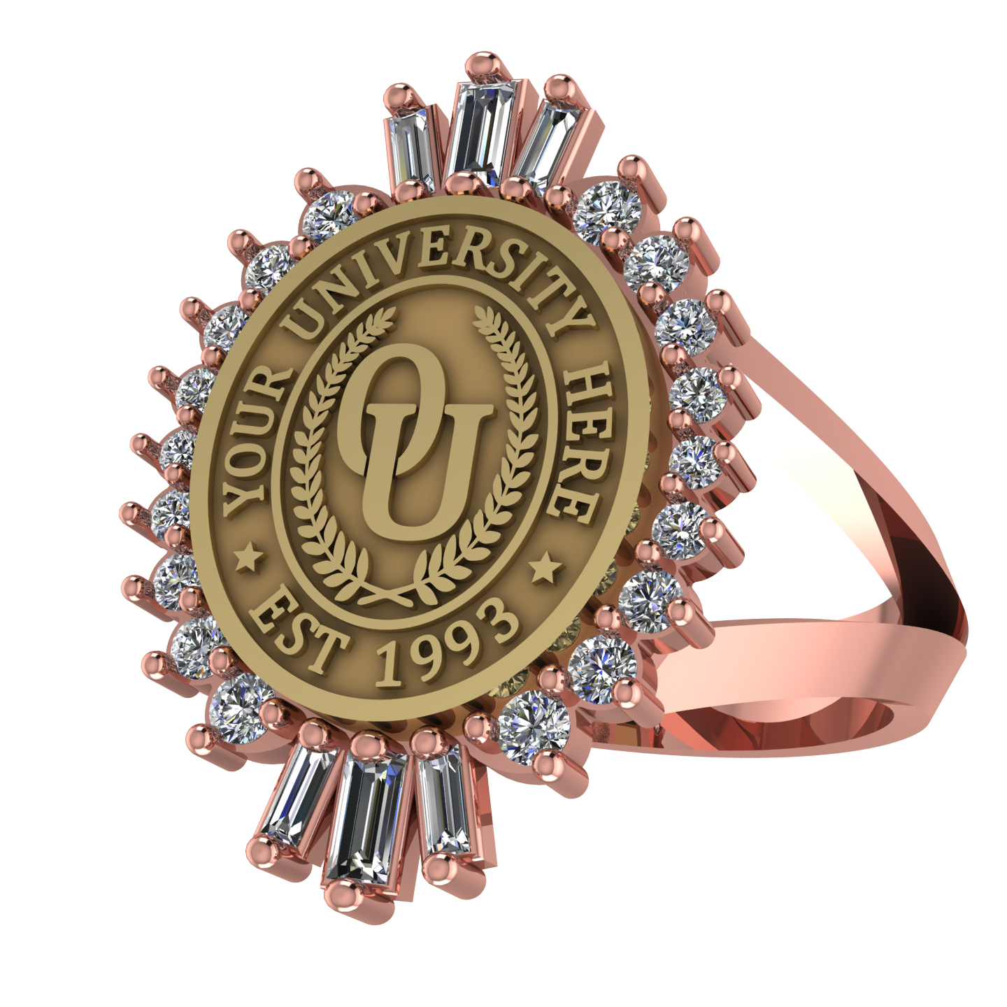 Seren Oval | V-Frame Band Custom Collage Ring