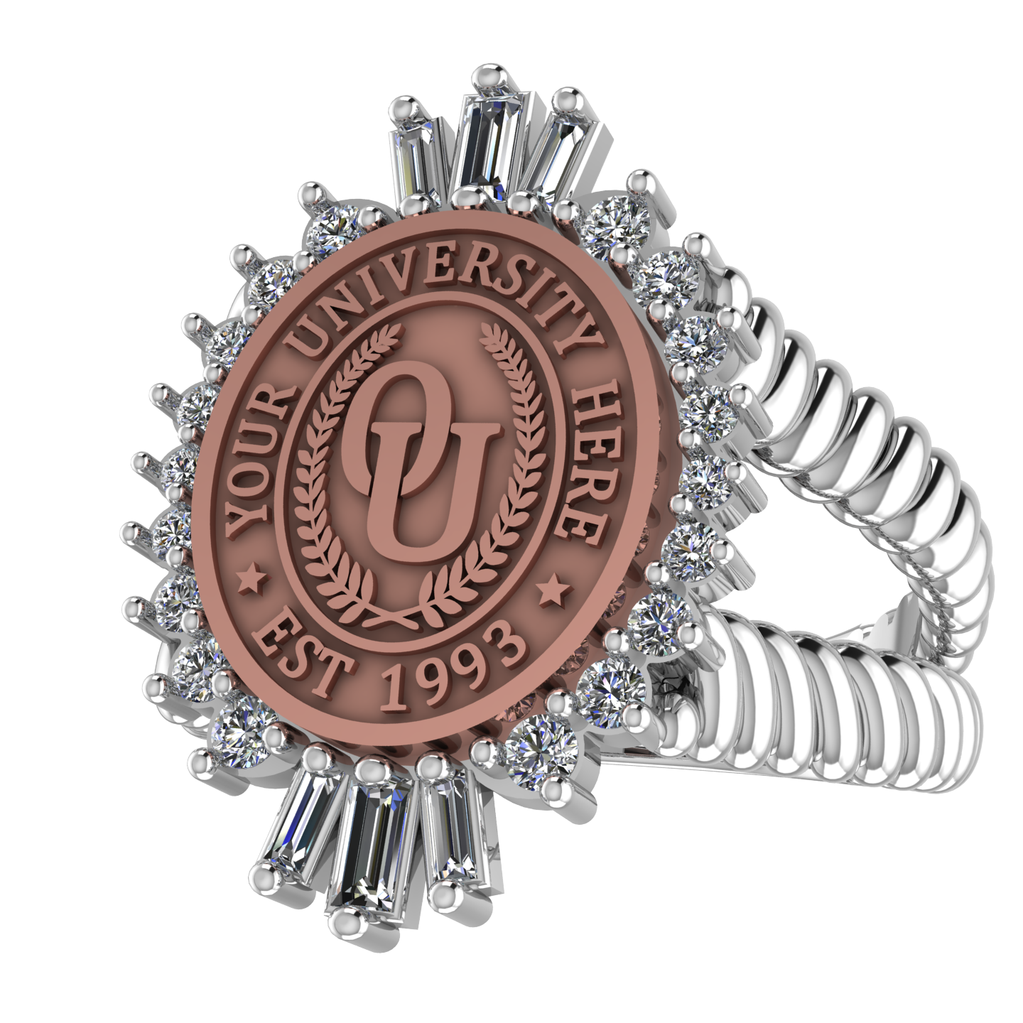 Seren Oval | V-Rope Band Custom Collage Ring