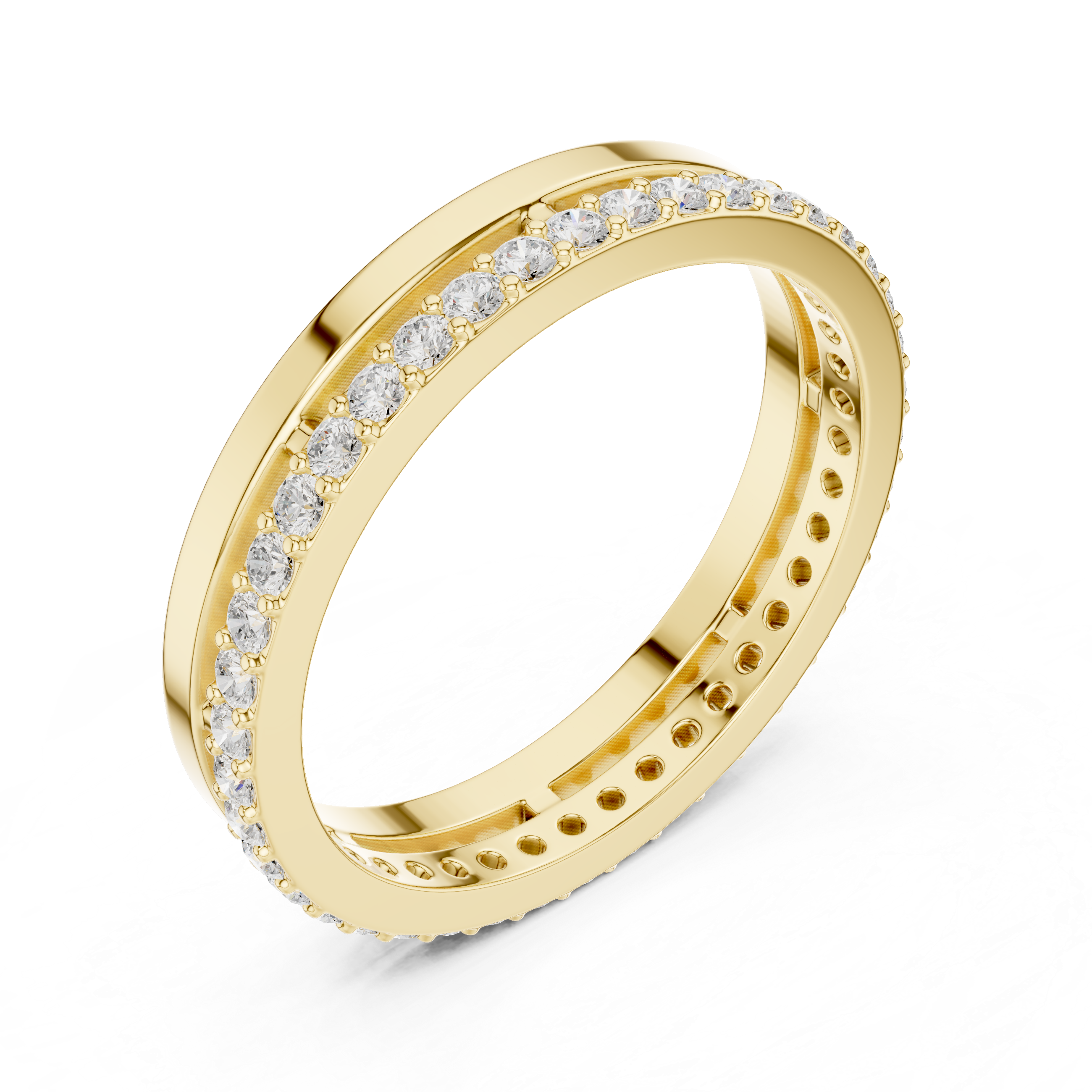 Minimalist Diamond Half Eternity Ring – Modern Floating Pavé Wedding Band