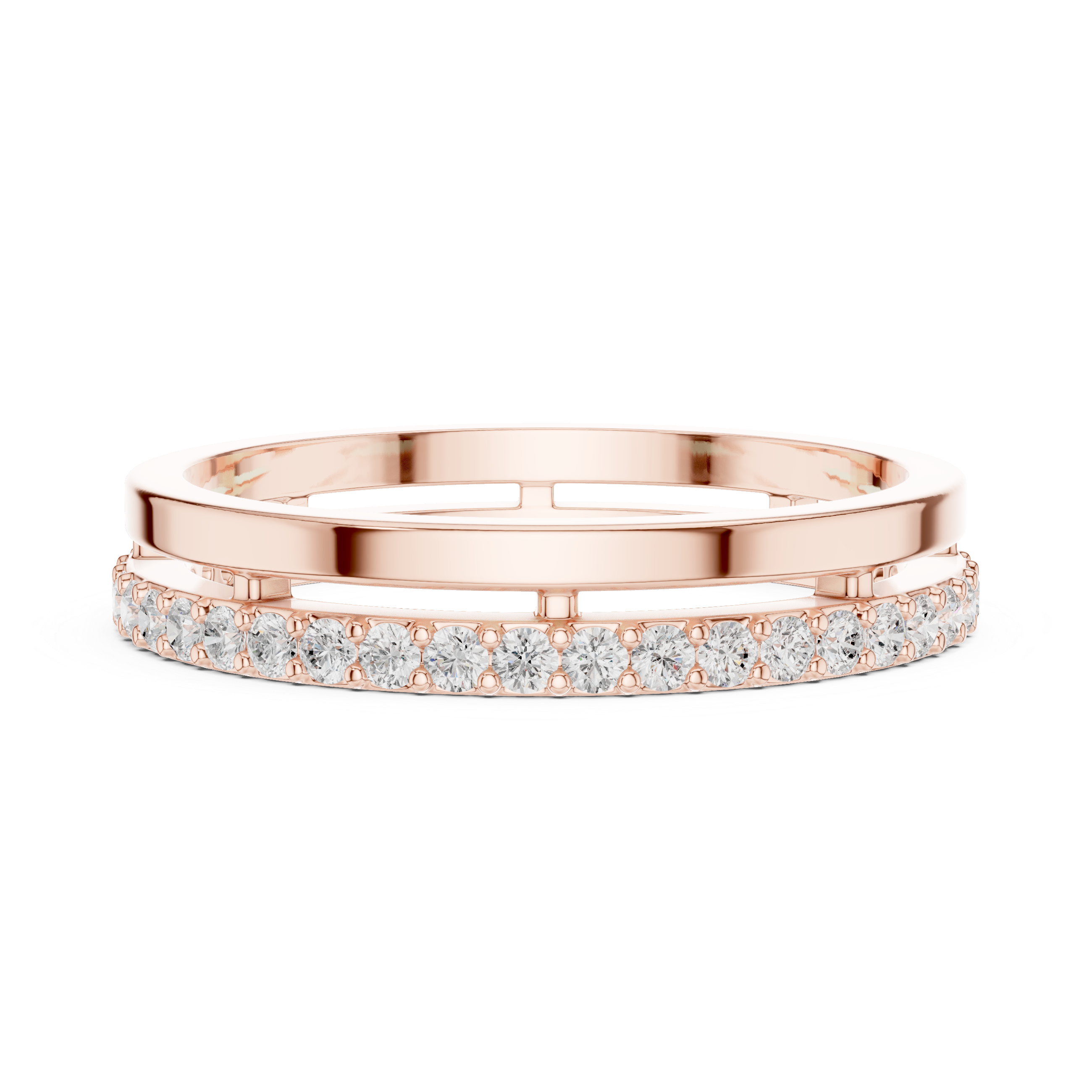 Minimalist Diamond Half Eternity Ring – Modern Floating Pavé Wedding Band