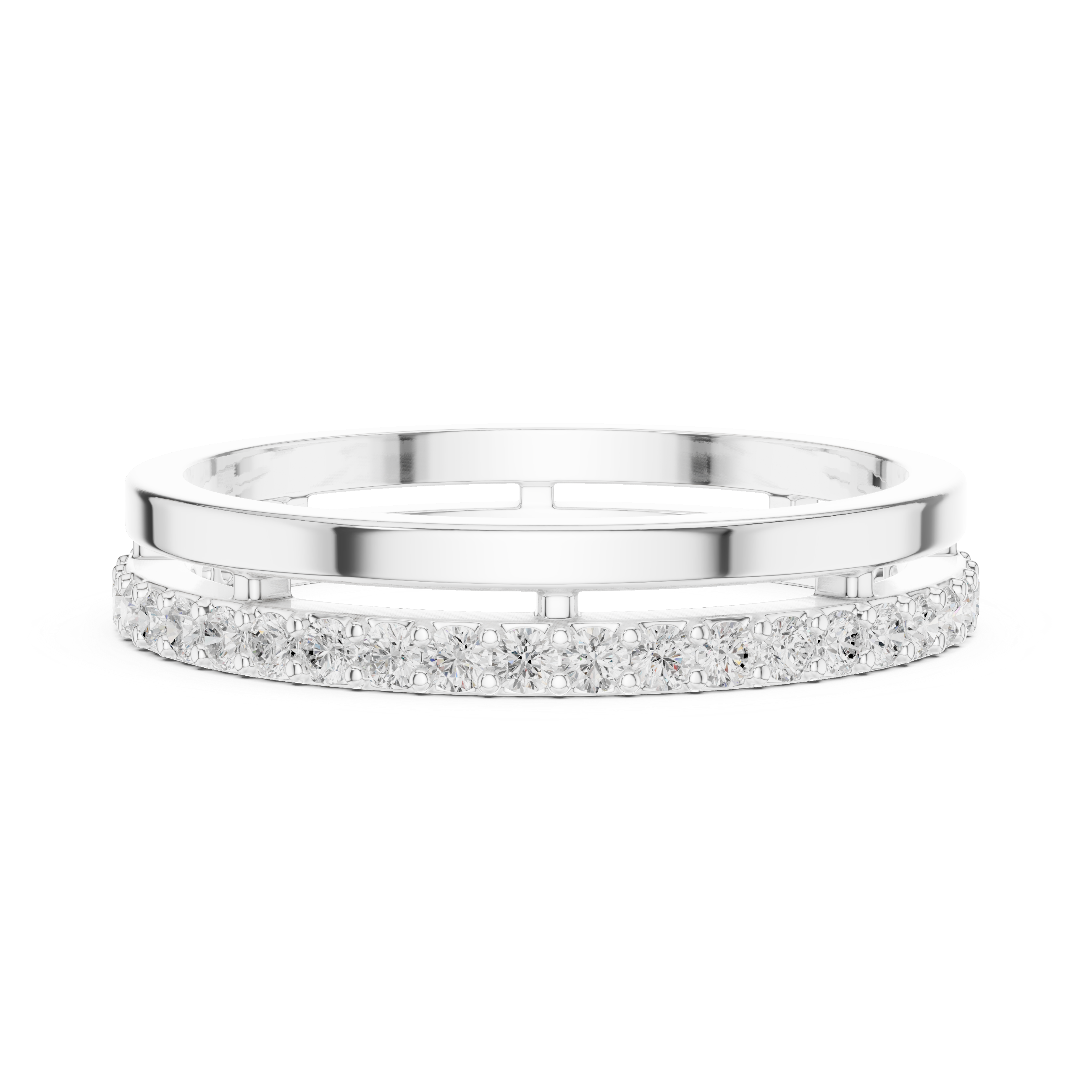 Minimalist Diamond Half Eternity Ring – Modern Floating Pavé Wedding Band