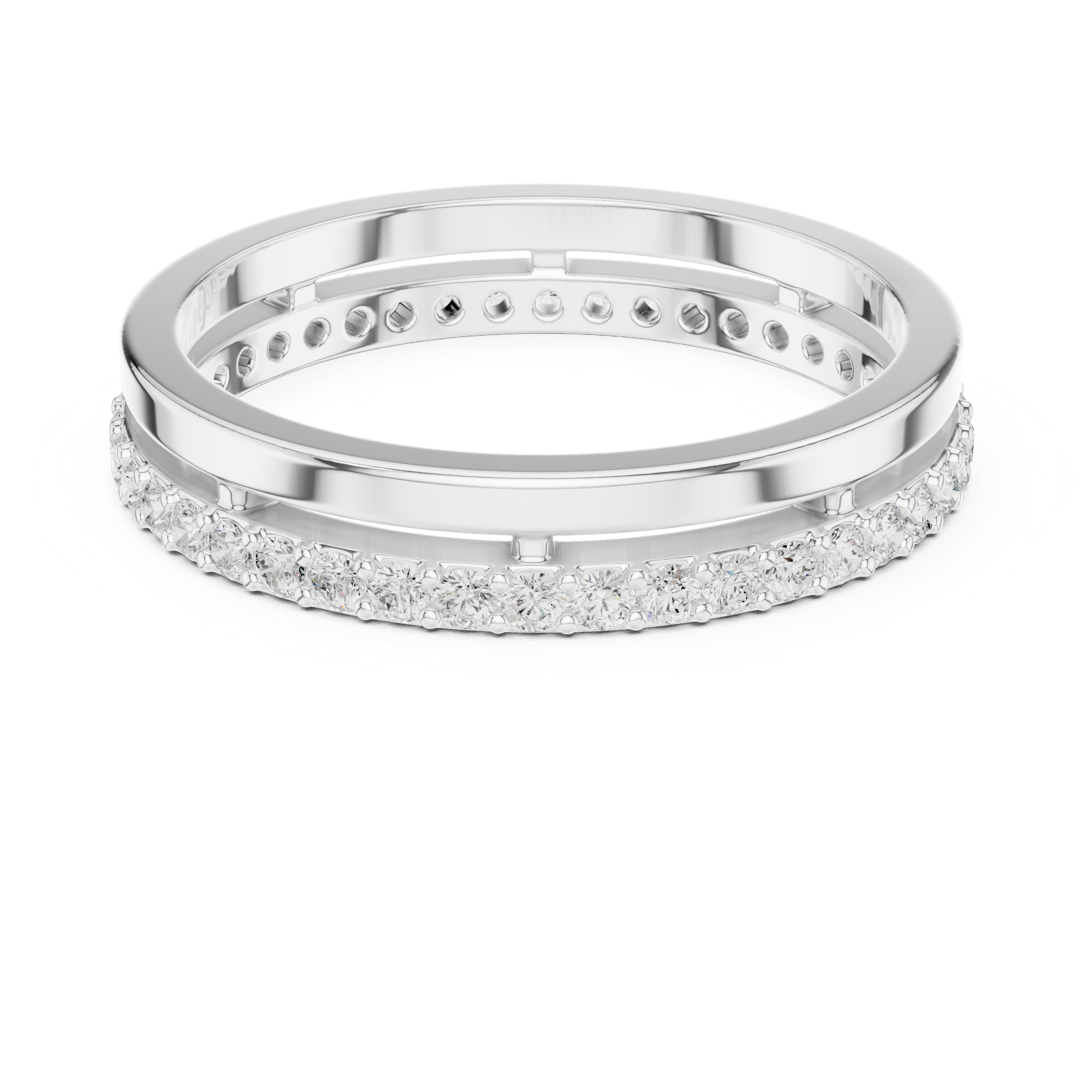 Minimalist Diamond Half Eternity Ring – Modern Floating Pavé Wedding Band