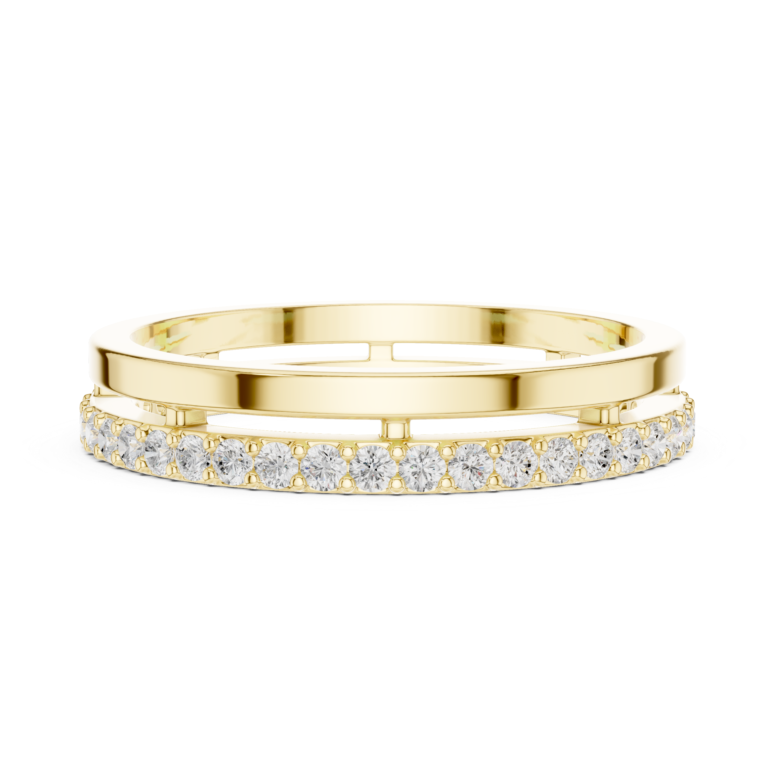 Minimalist Diamond Half Eternity Ring – Modern Floating Pavé Wedding Band