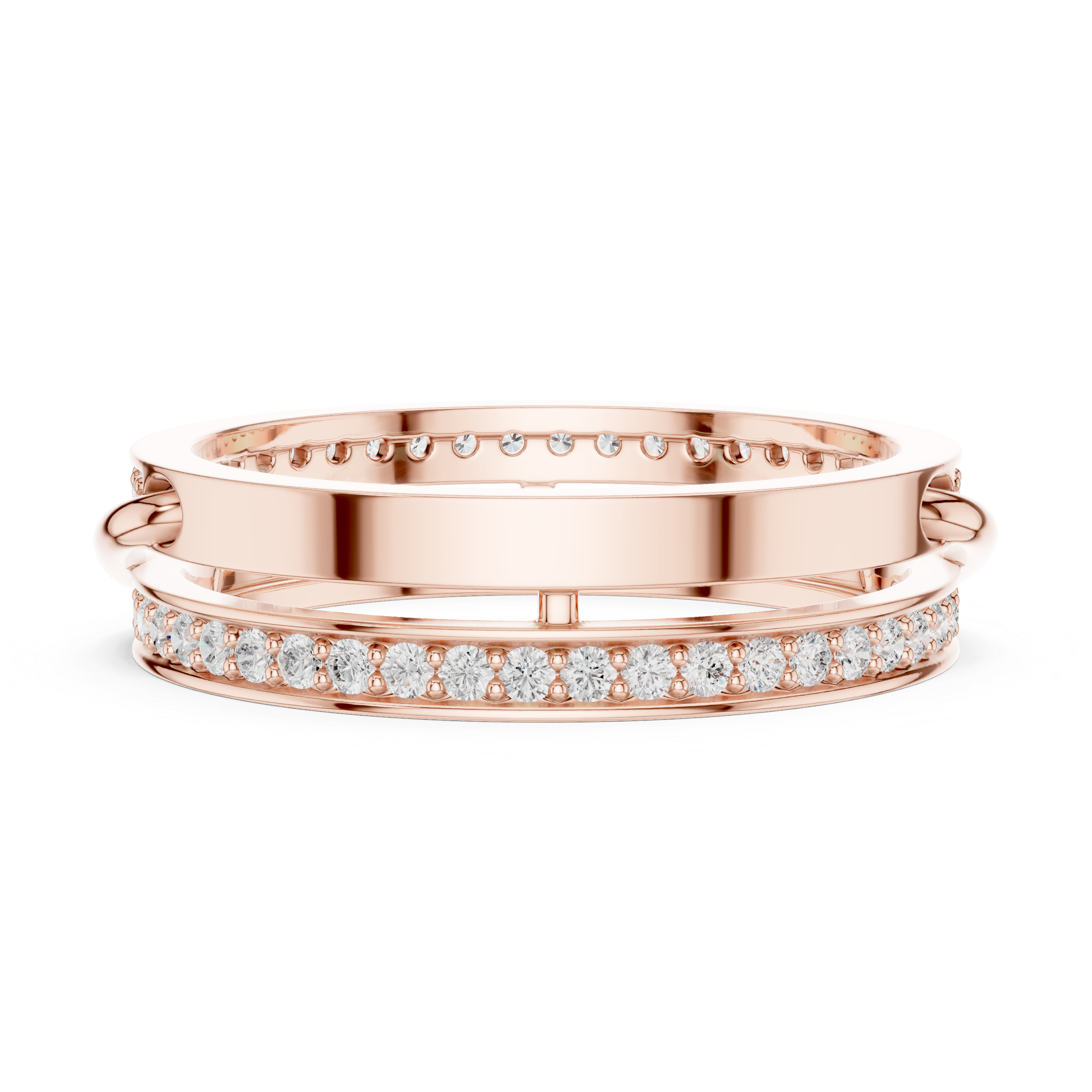 Modern Double Band Diamond Wrap Ring – Open Crossover Statement Ring
