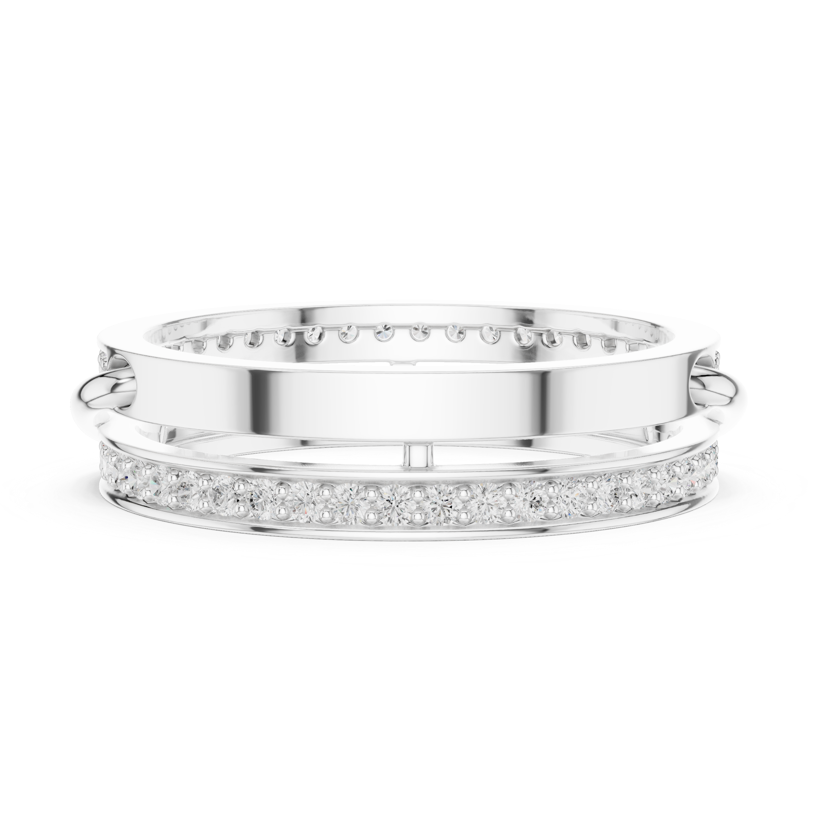 Modern Double Band Diamond Wrap Ring – Open Crossover Statement Ring