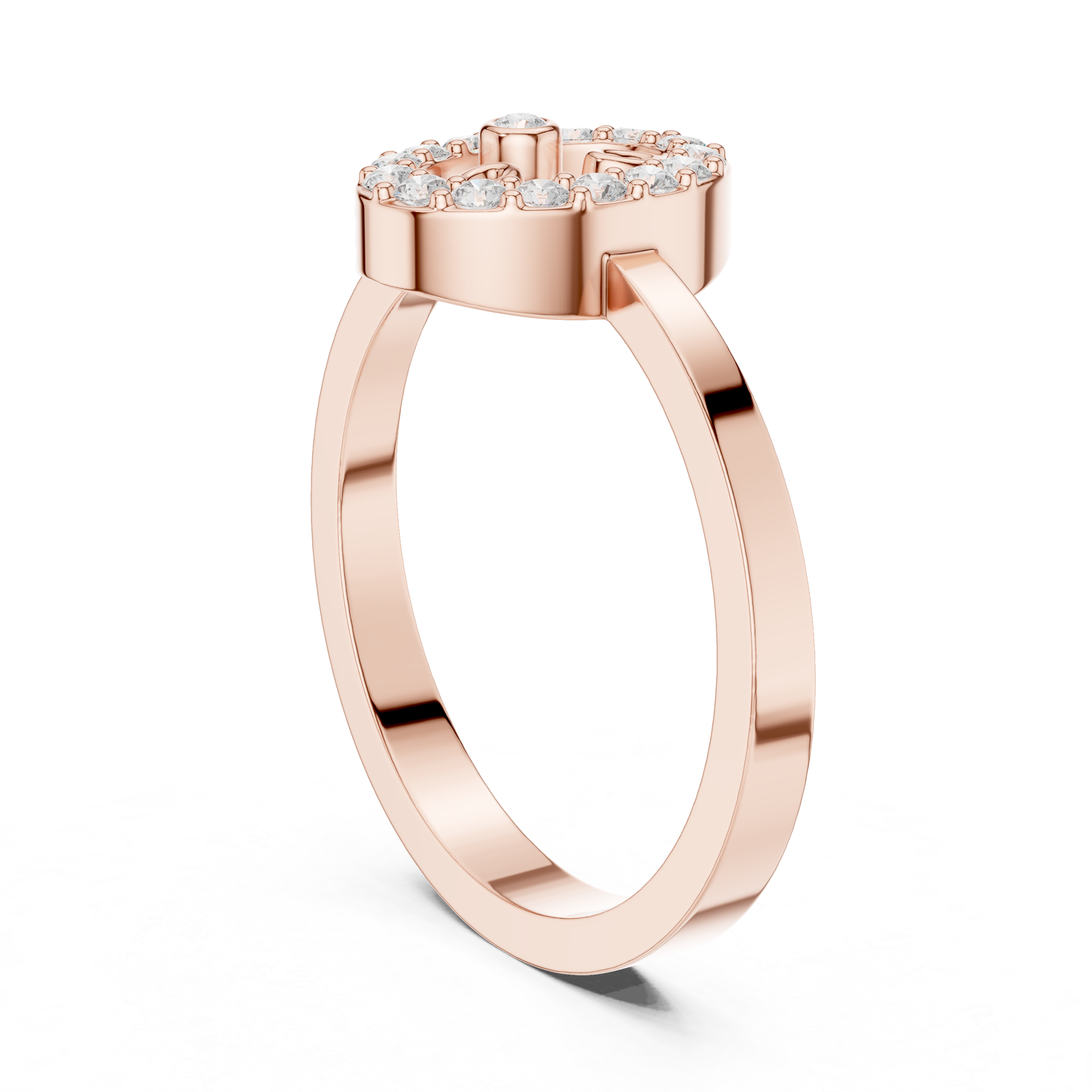 Diamond Initial Letter O Ring – Minimal Oval Monogram Signet Ring