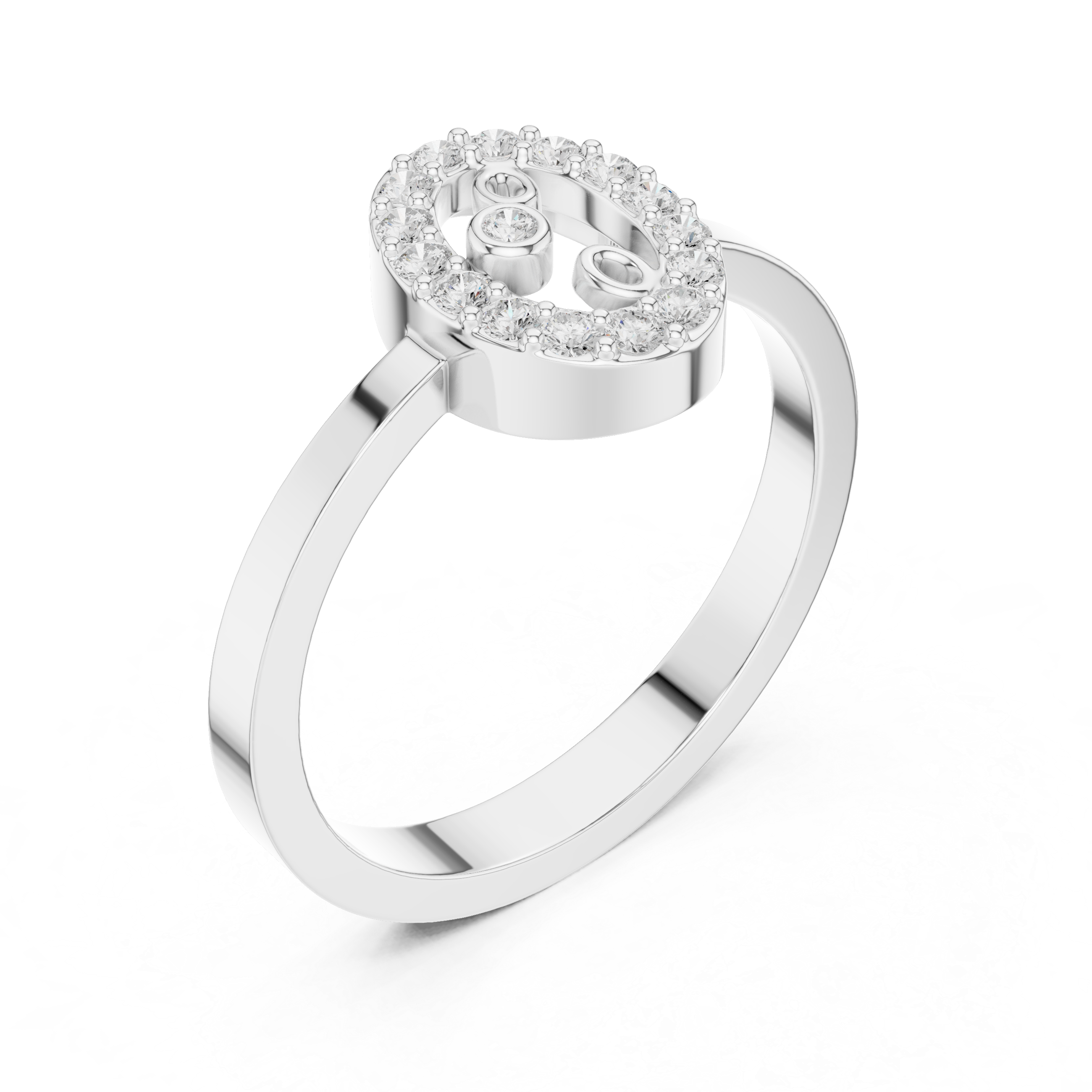 Diamond Initial Letter O Ring – Minimal Oval Monogram Signet Ring
