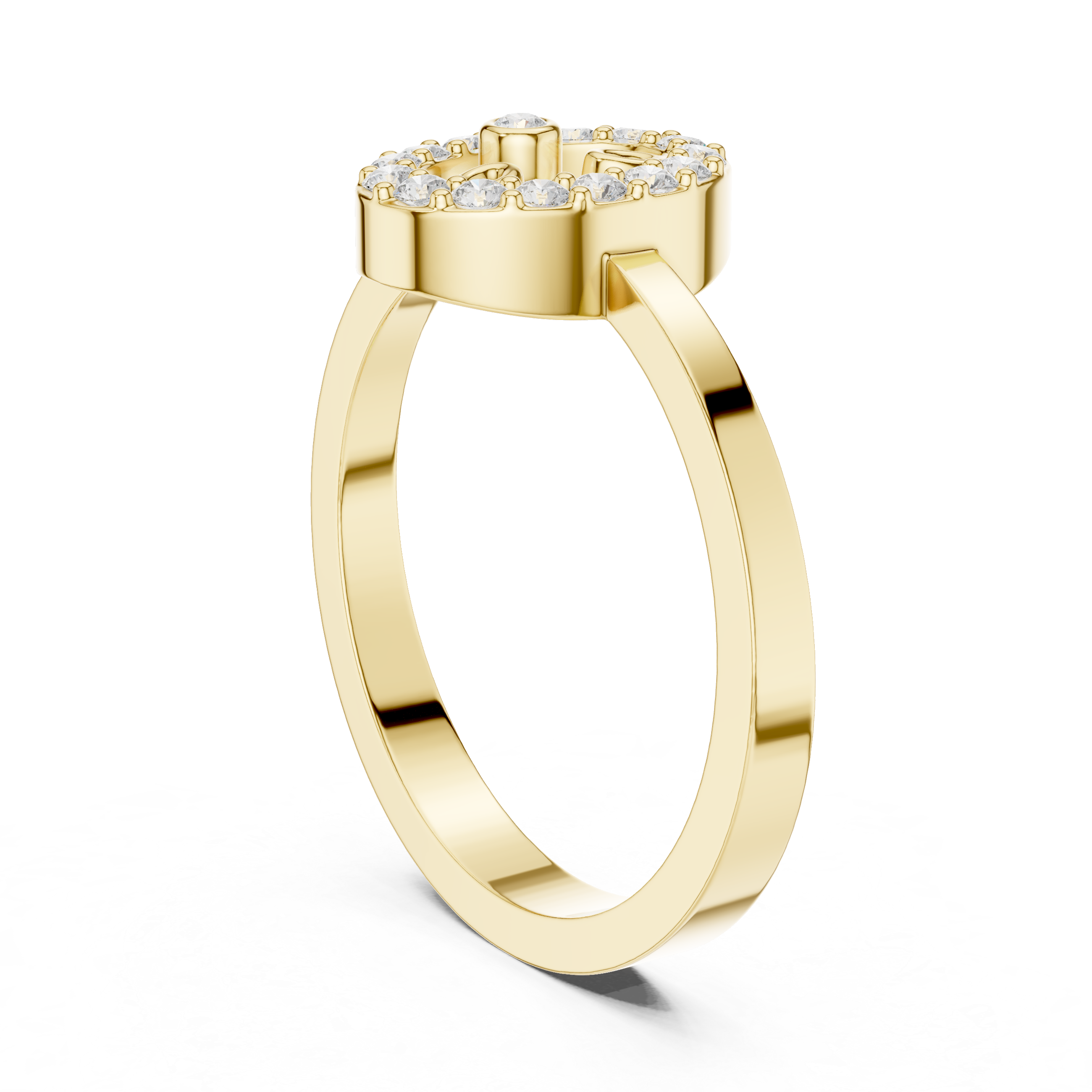 Diamond Initial Letter O Ring – Minimal Oval Monogram Signet Ring