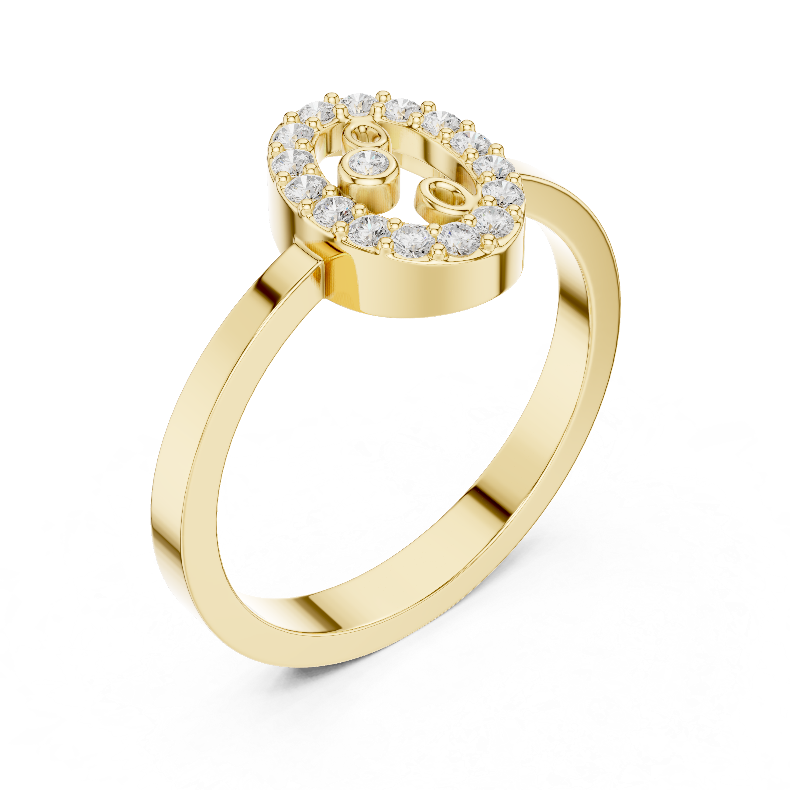 Diamond Initial Letter O Ring – Minimal Oval Monogram Signet Ring