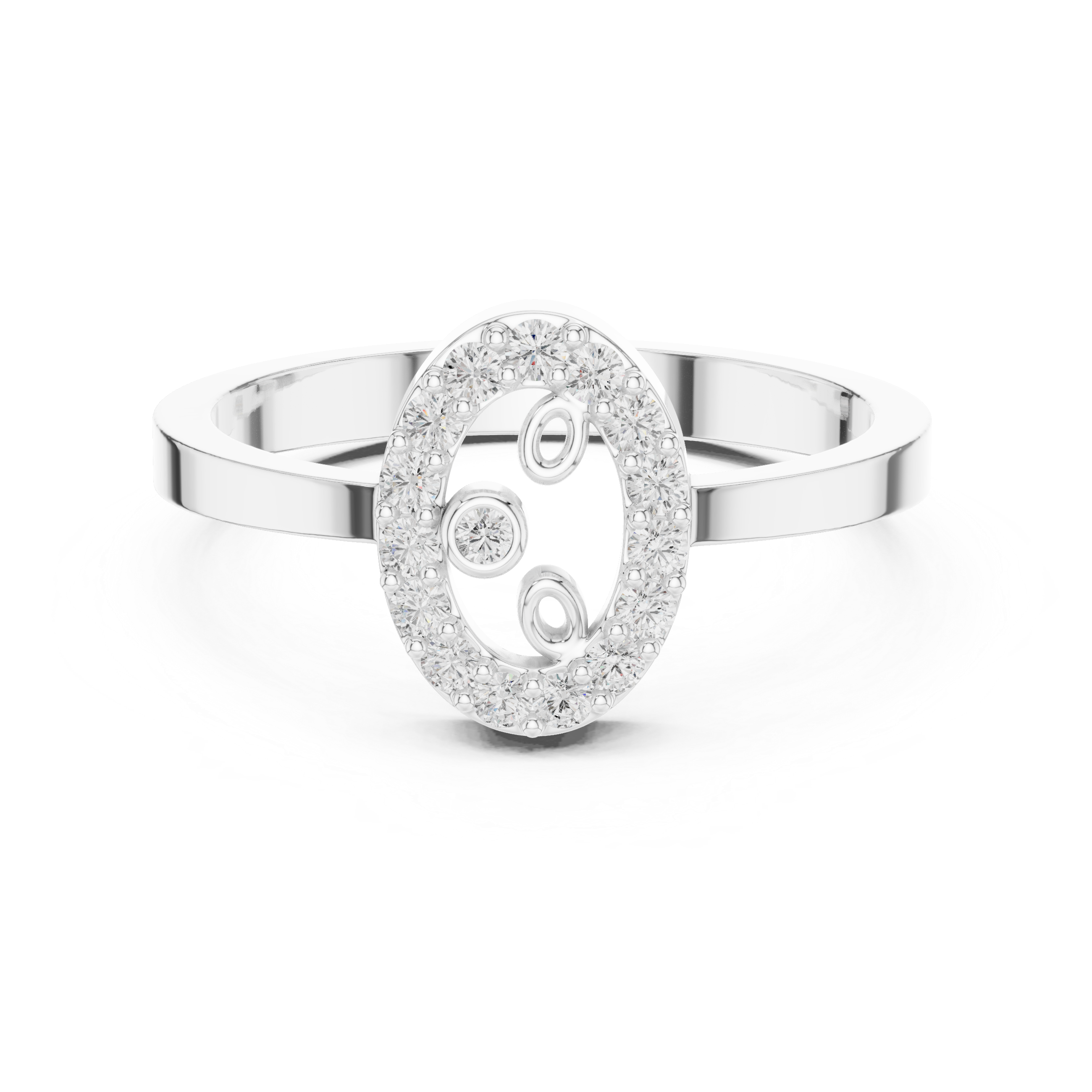 Diamond Initial Letter O Ring – Minimal Oval Monogram Signet Ring