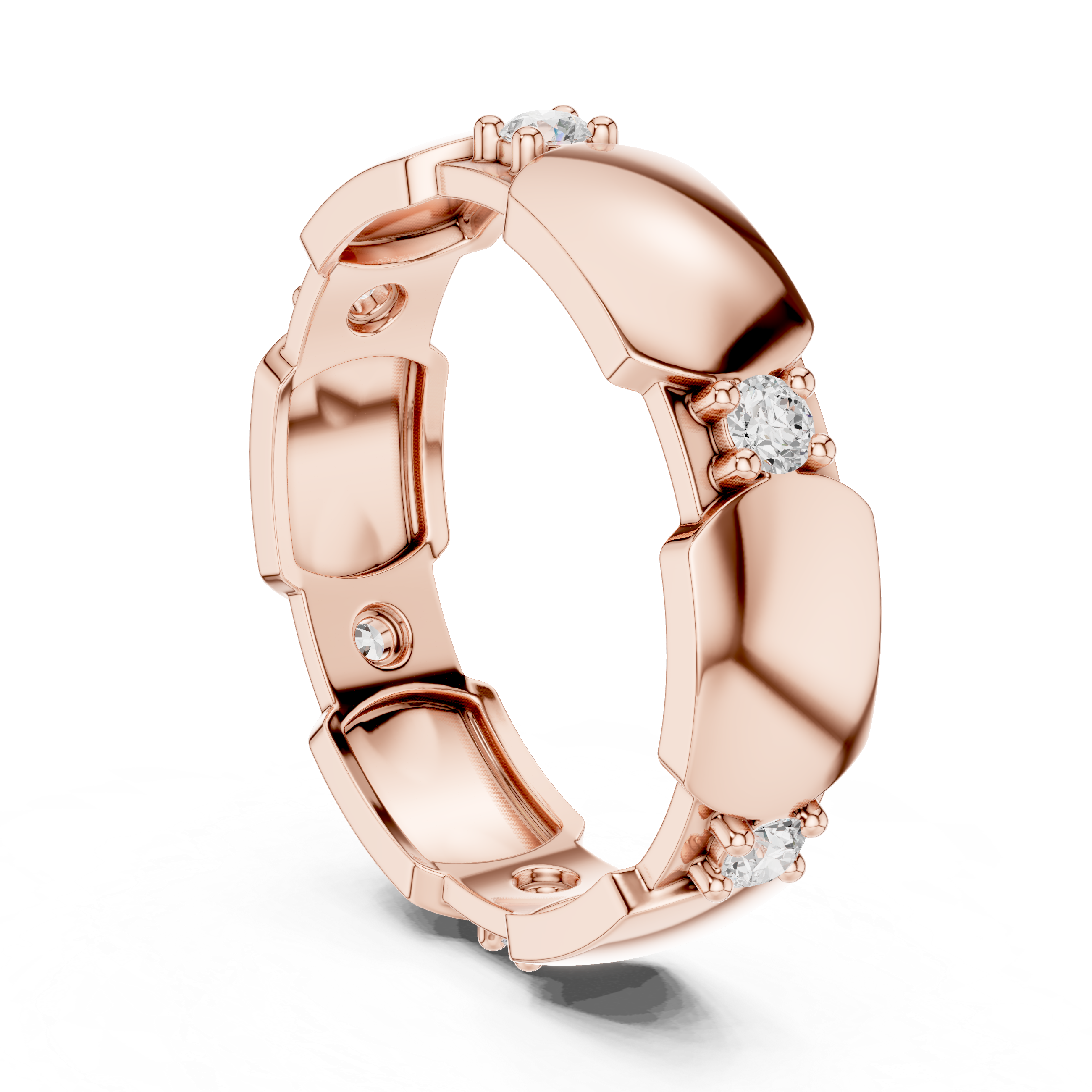 Modern Sculpted Diamond Eternity Ring – Contemporary Gold Statement Band