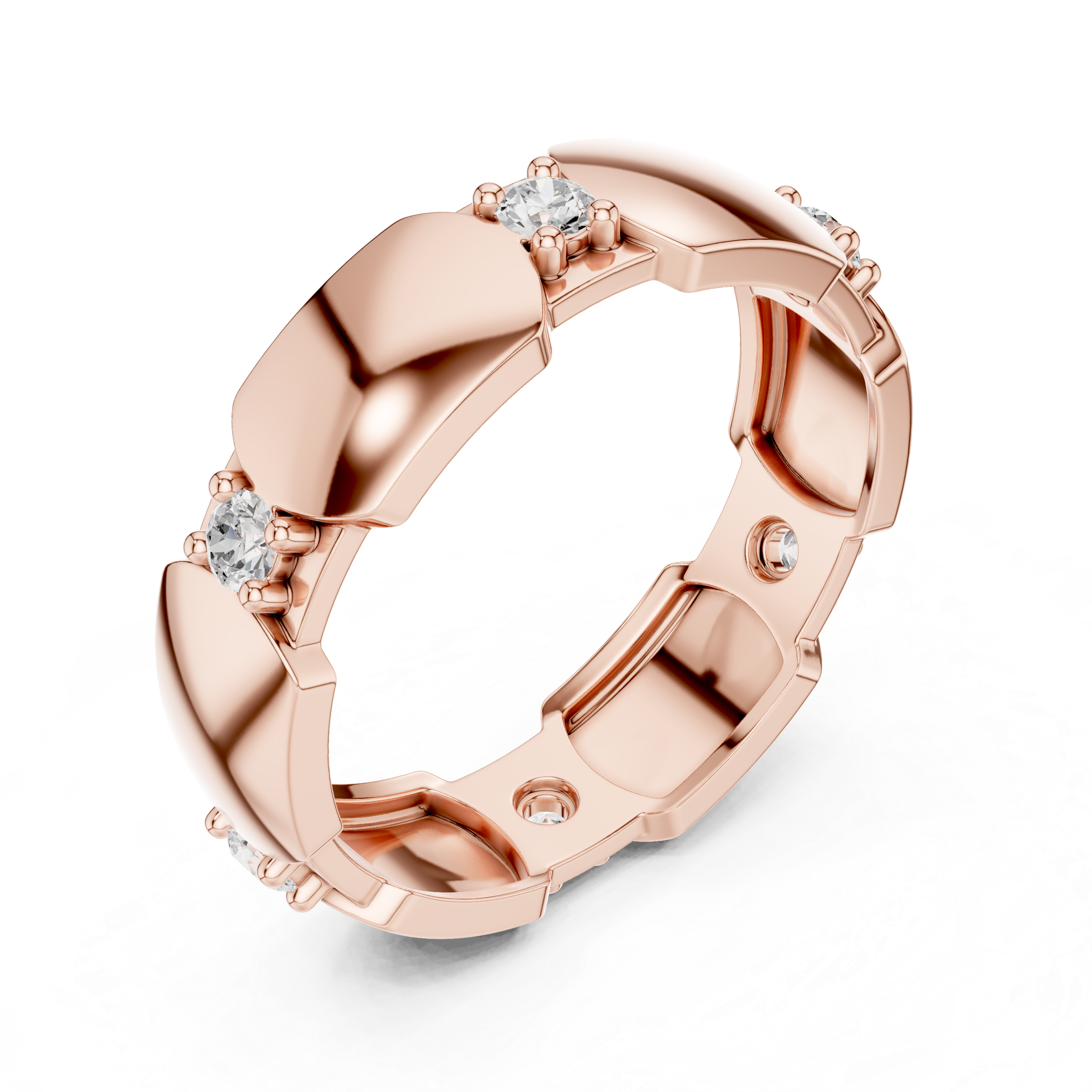 Modern Sculpted Diamond Eternity Ring – Contemporary Gold Statement Band