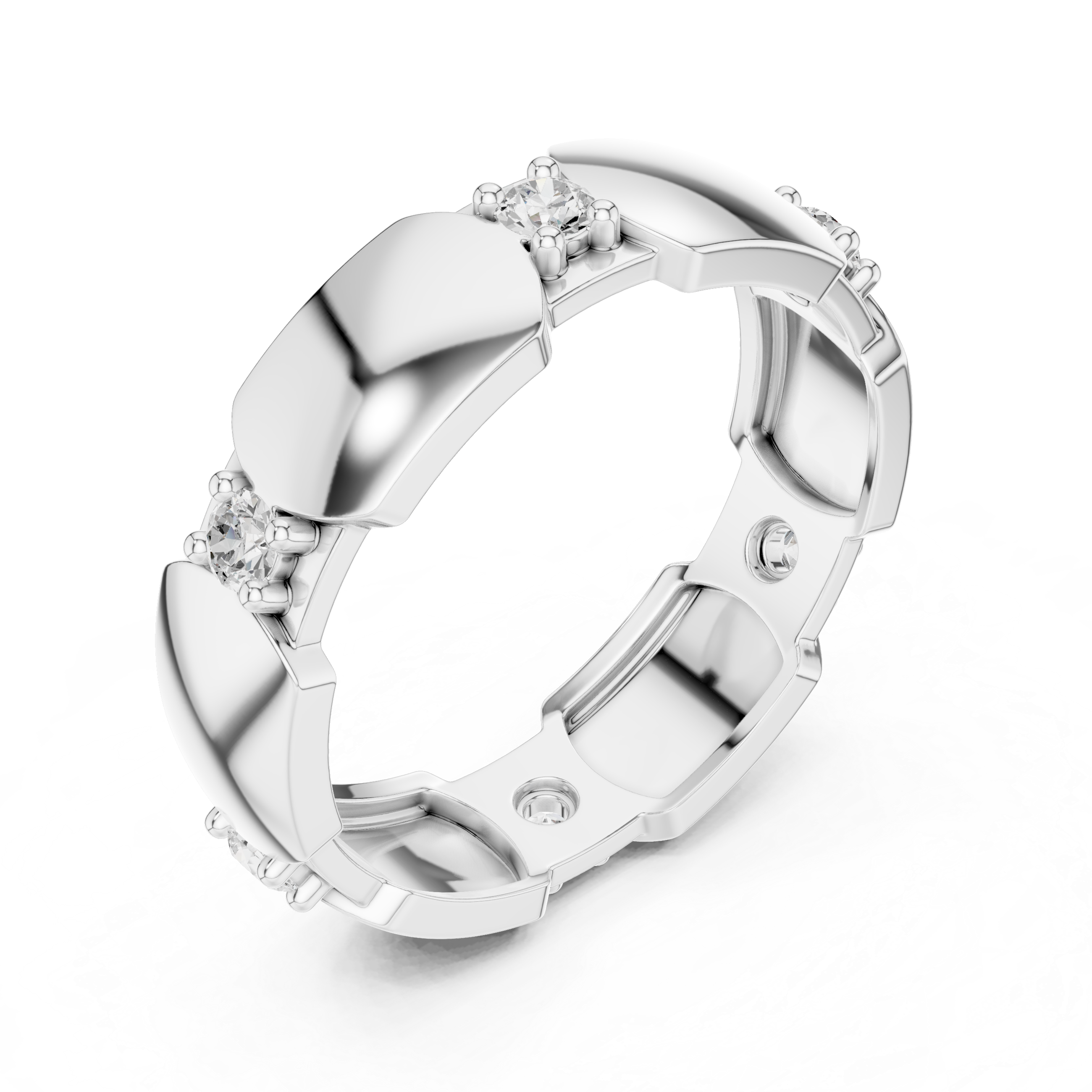 Modern Sculpted Diamond Eternity Ring – Contemporary Gold Statement Band