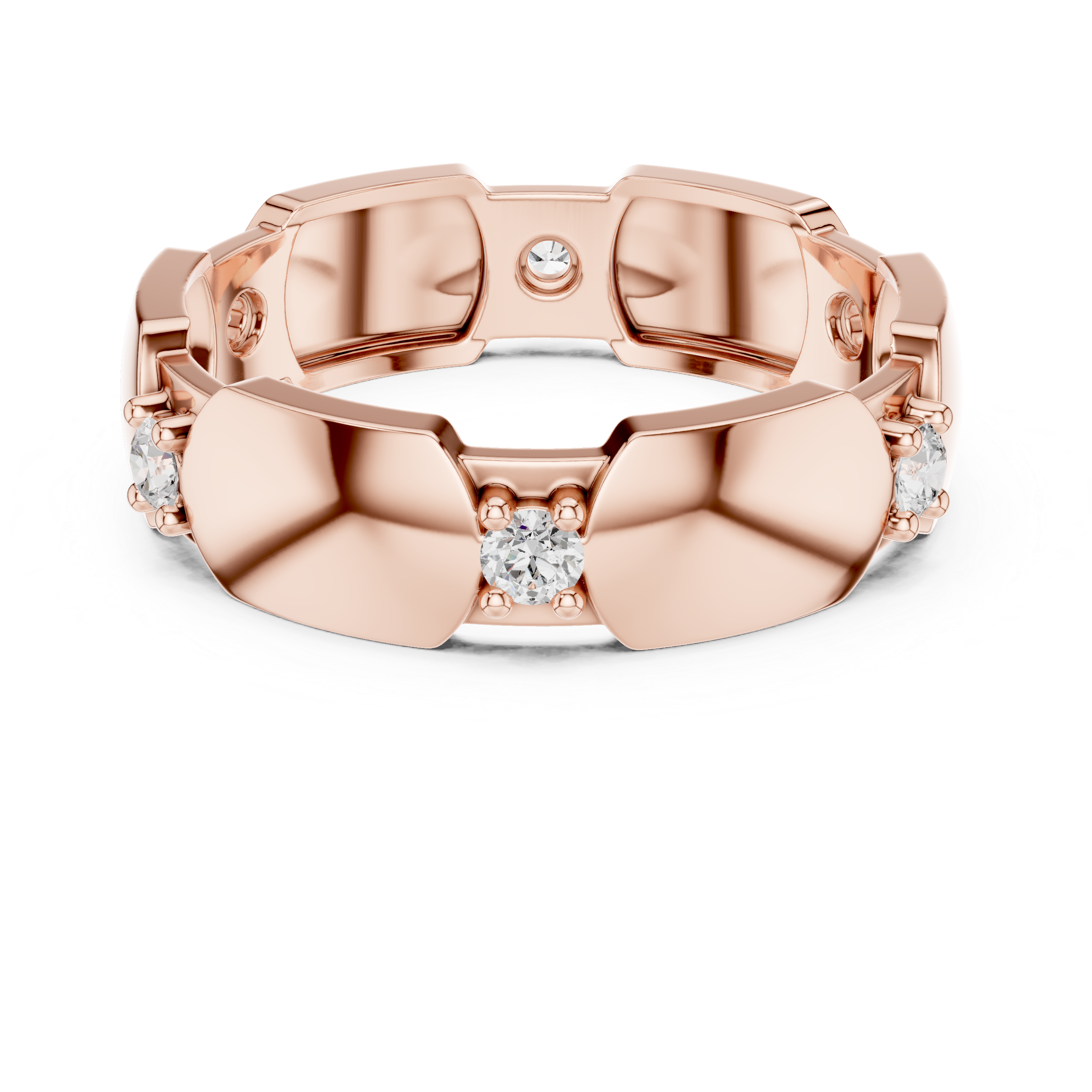 Modern Sculpted Diamond Eternity Ring – Contemporary Gold Statement Band