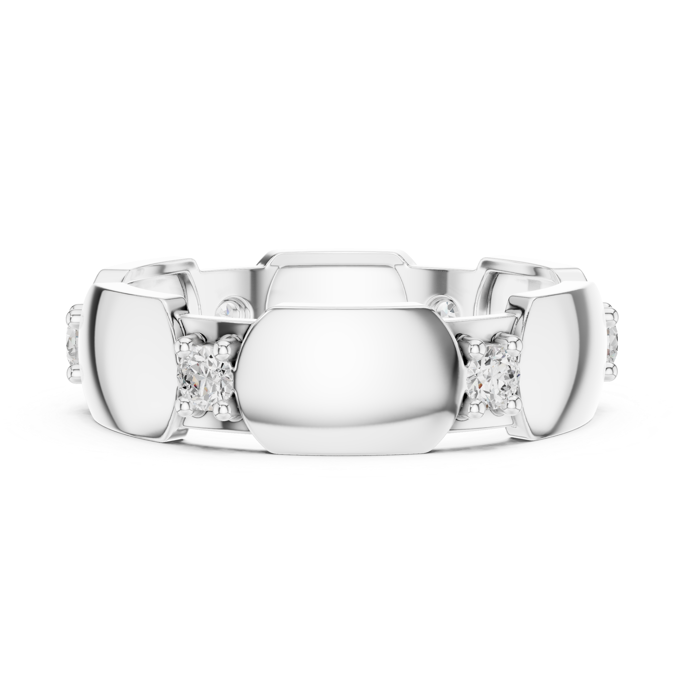Modern Sculpted Diamond Eternity Ring – Contemporary Gold Statement Band
