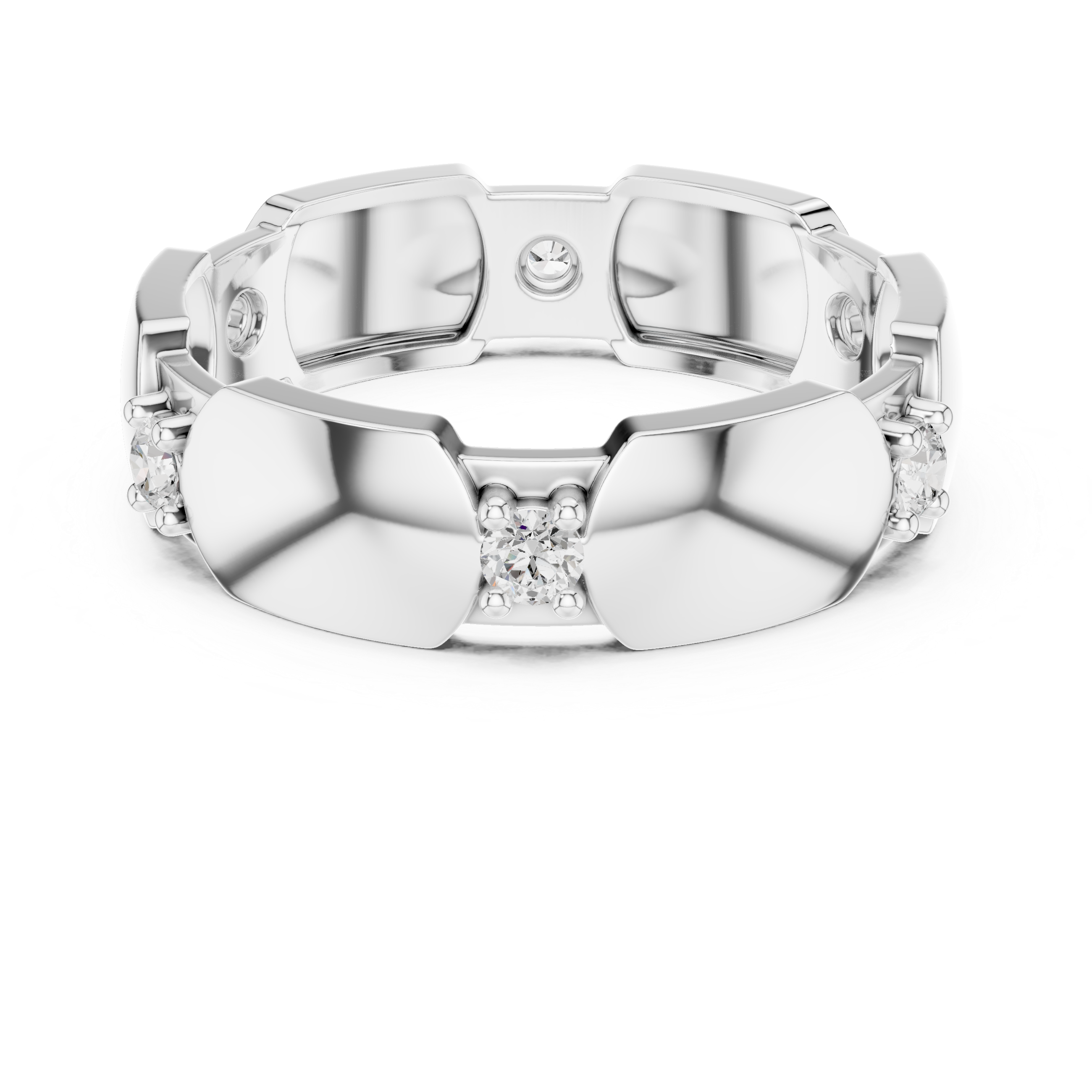 Modern Sculpted Diamond Eternity Ring – Contemporary Gold Statement Band