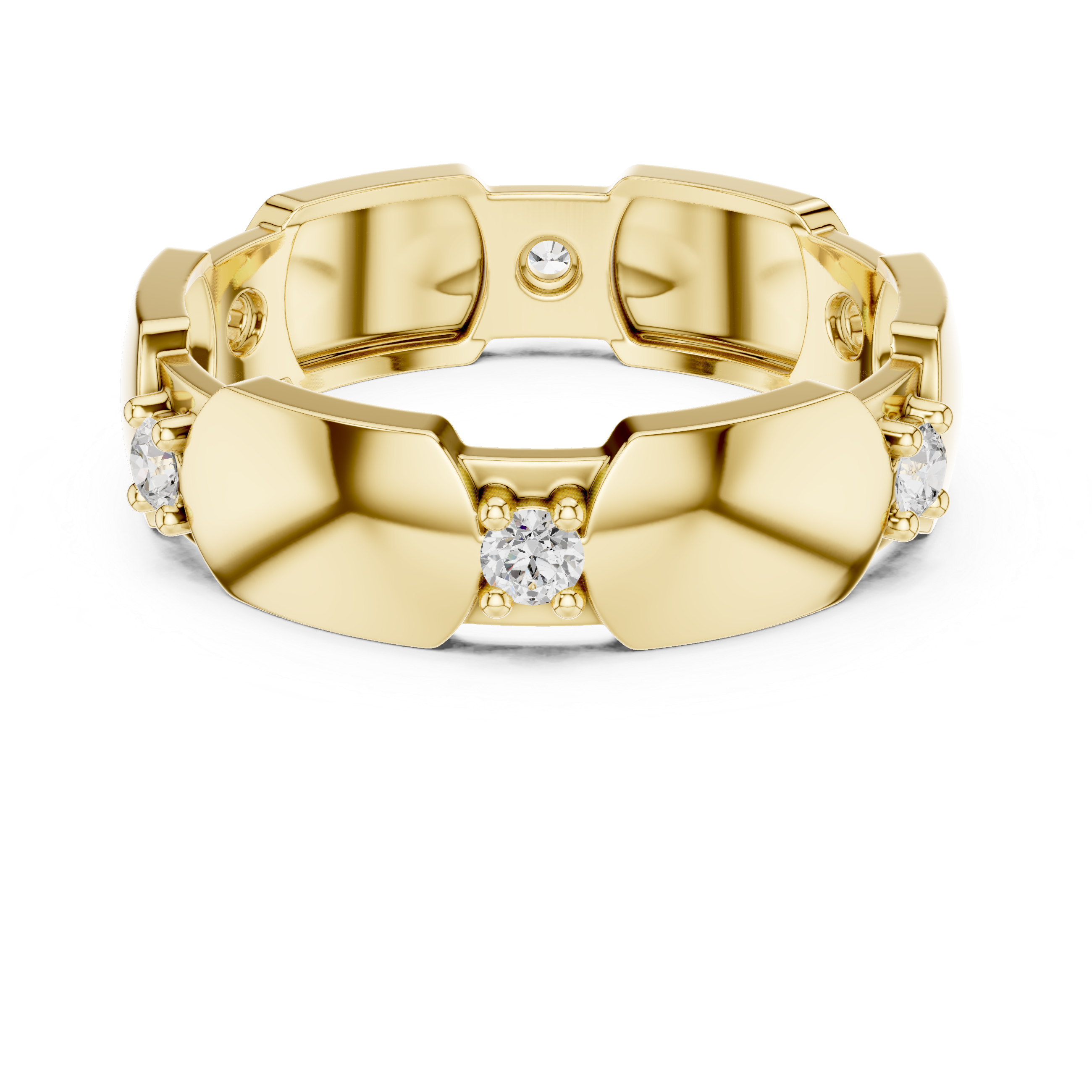 Modern Sculpted Diamond Eternity Ring – Contemporary Gold Statement Band