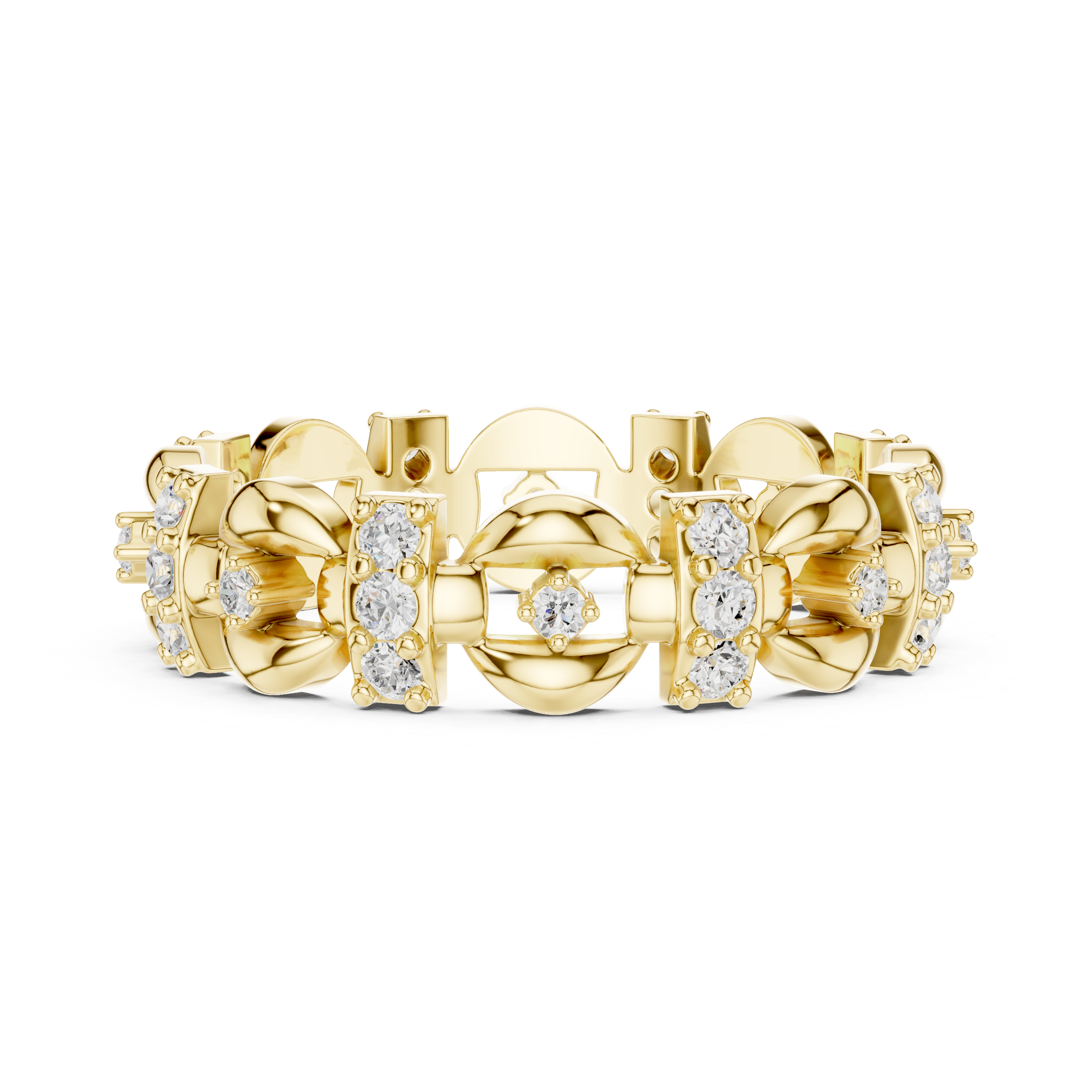 Modern Geometric Diamond Eternity Band – Sculptural Statement Wedding Ring in White Gold