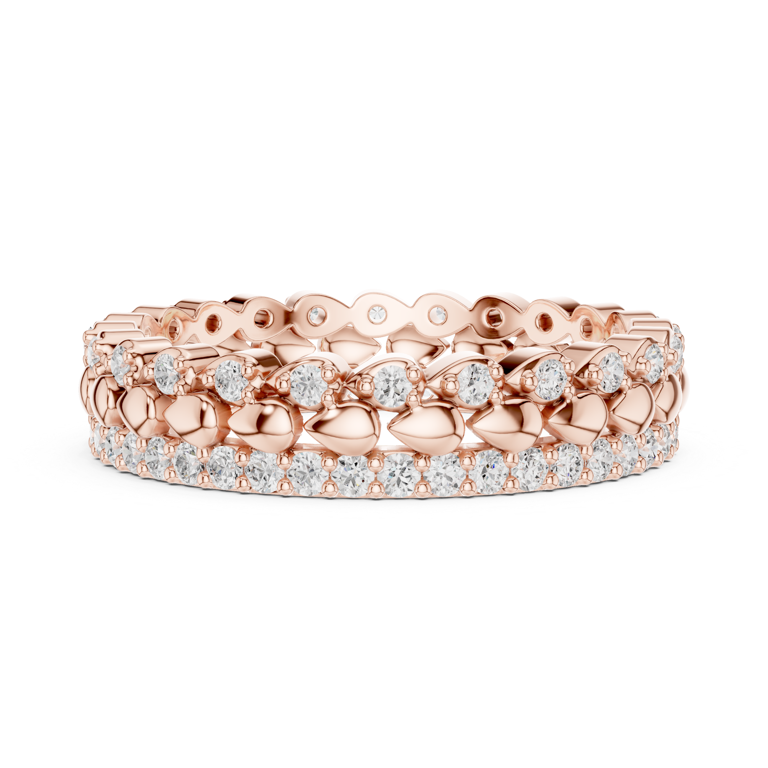 Petal Diamond Eternity Band Ring – Rose Gold Floral Inspired Wedding Band