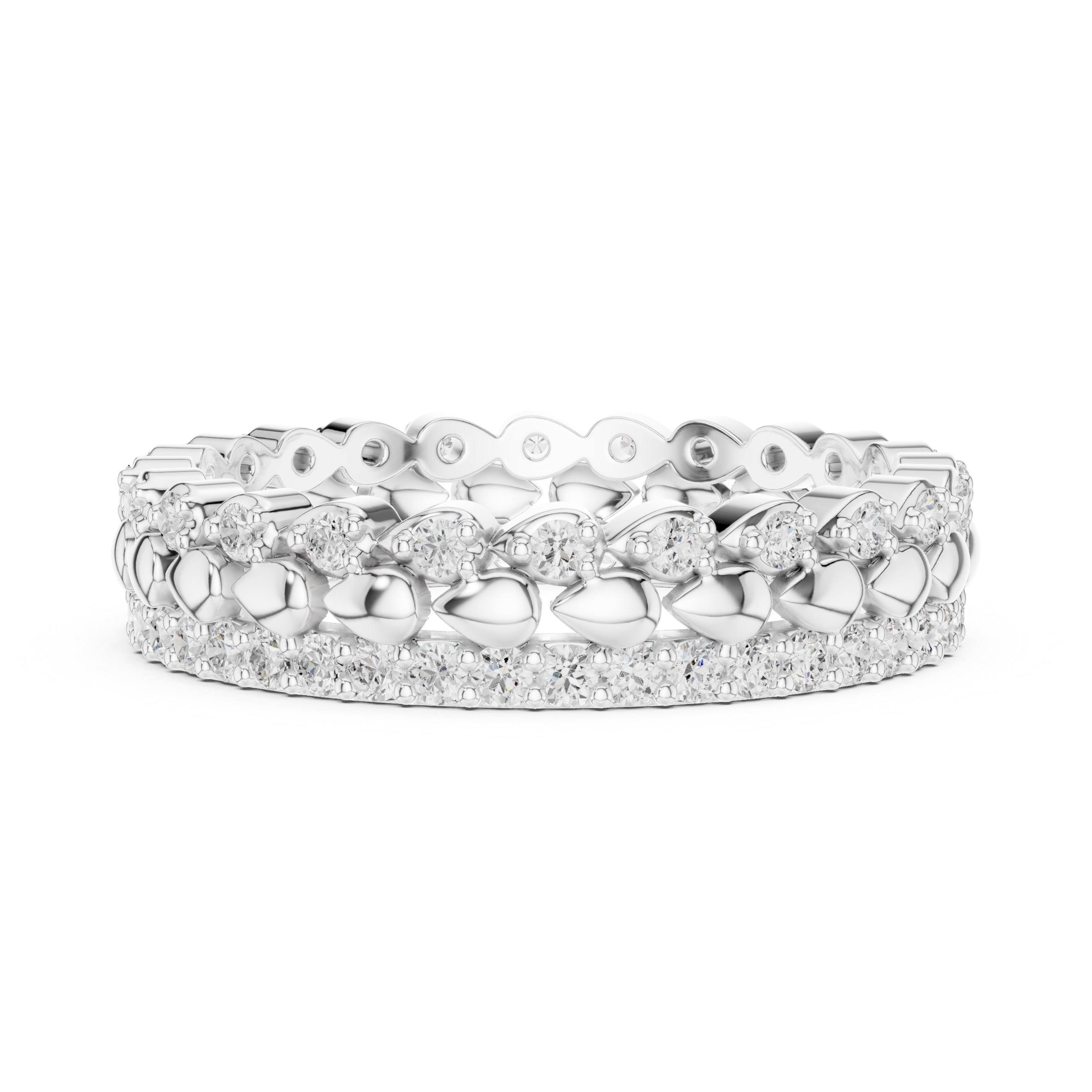 Petal Diamond Eternity Band Ring – Rose Gold Floral Inspired Wedding Band