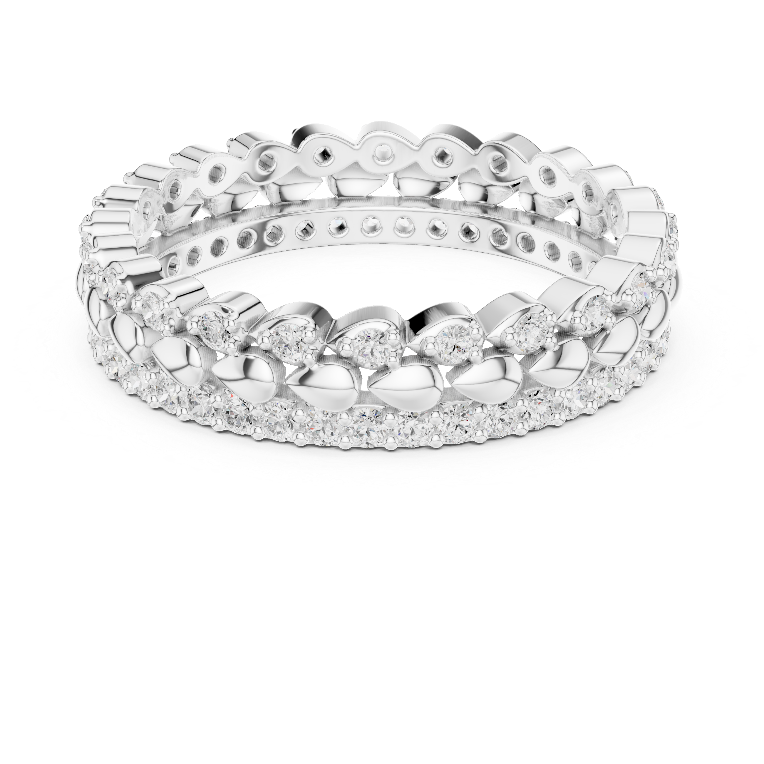 Petal Diamond Eternity Band Ring – Rose Gold Floral Inspired Wedding Band
