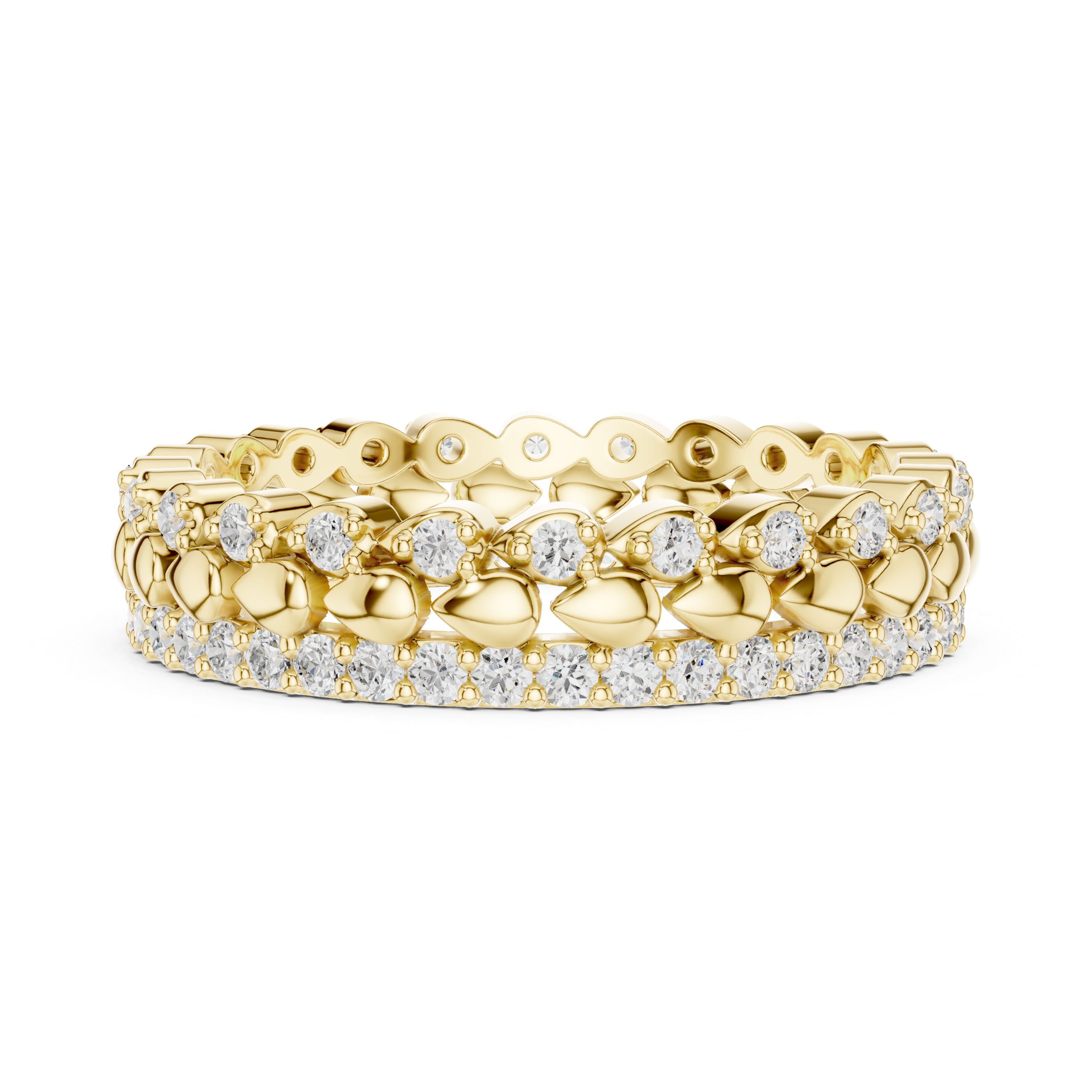 Petal Diamond Eternity Band Ring – Rose Gold Floral Inspired Wedding Band
