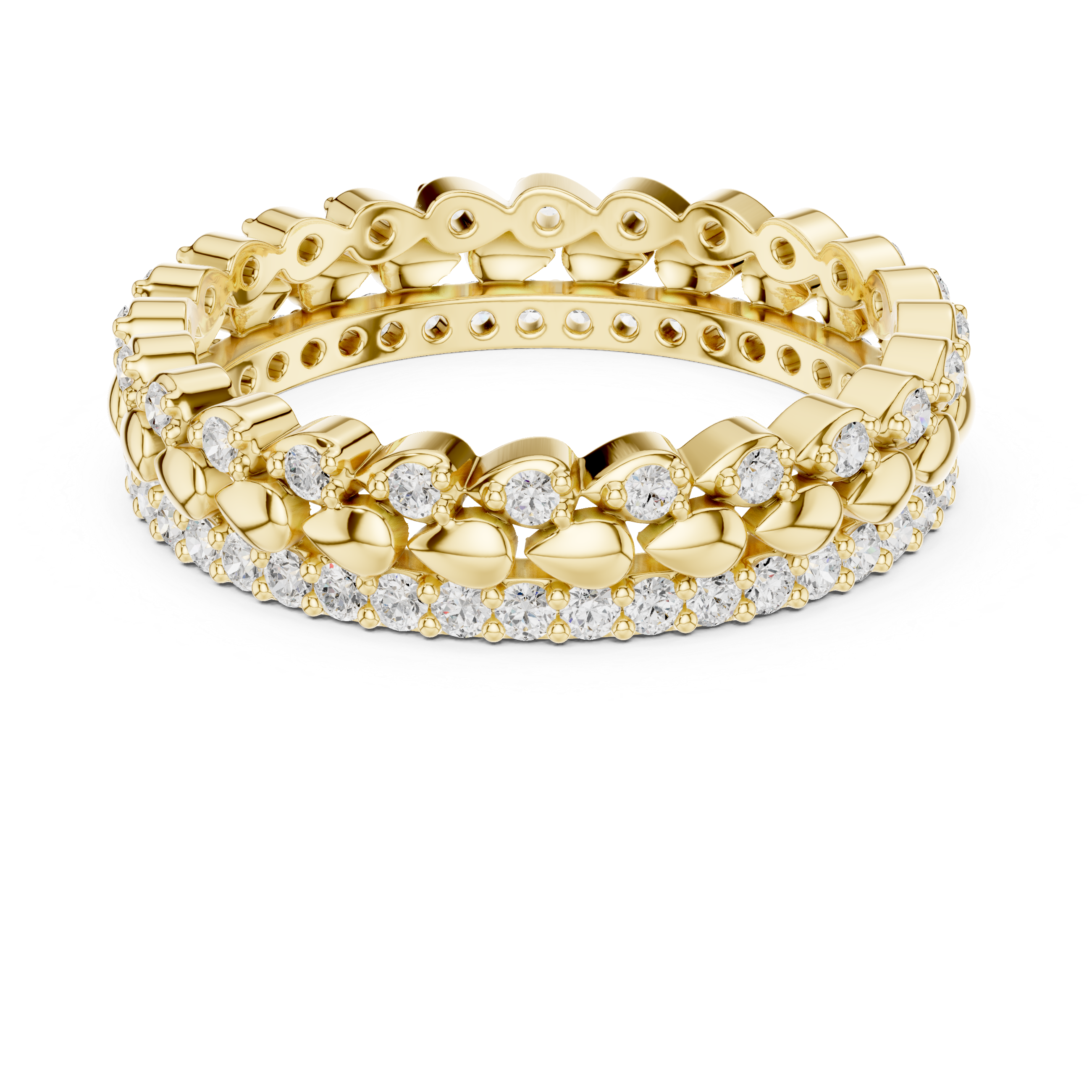Petal Diamond Eternity Band Ring – Rose Gold Floral Inspired Wedding Band