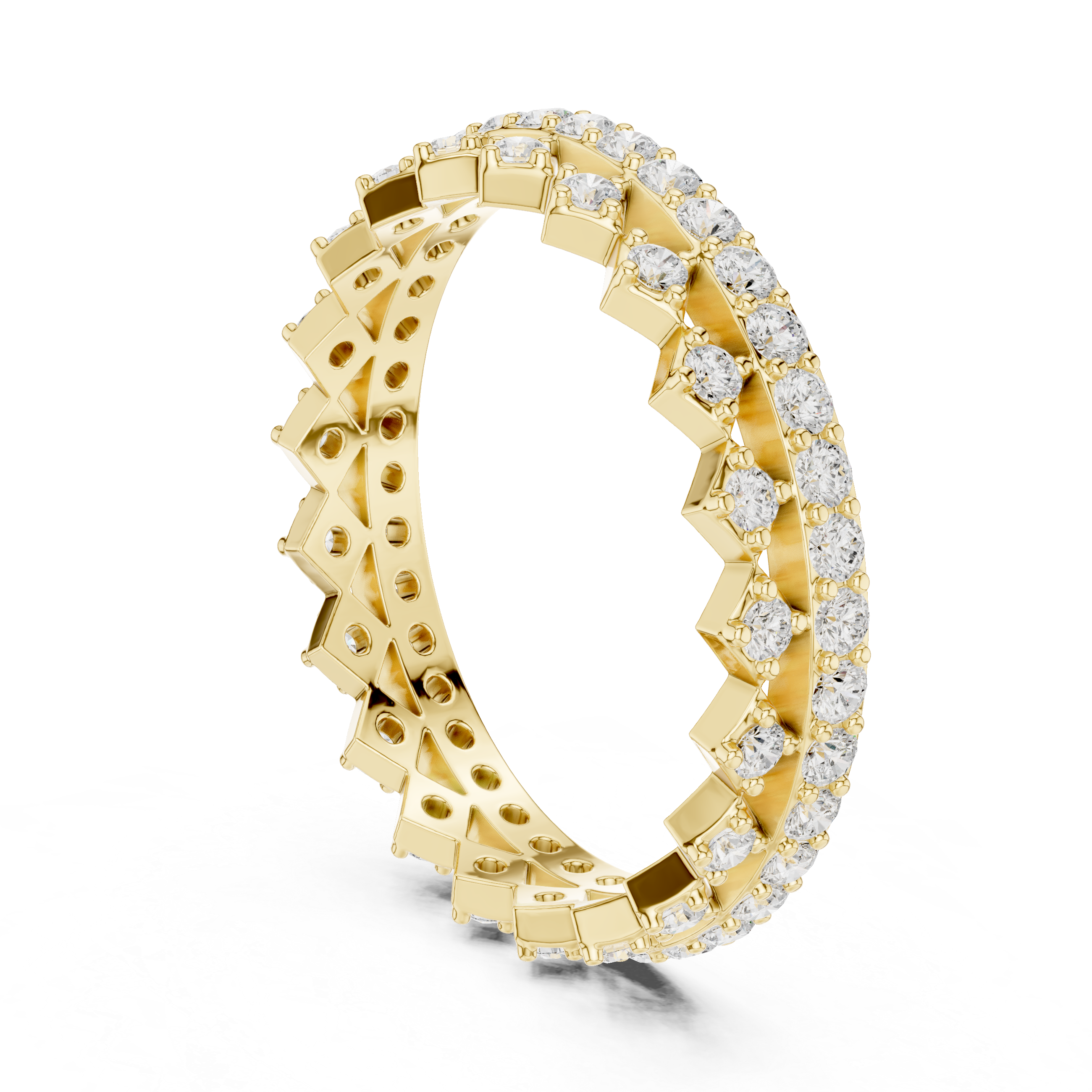 Geometric Diamond Eternity Band Ring – Modern Openwork Designer Wedding Band