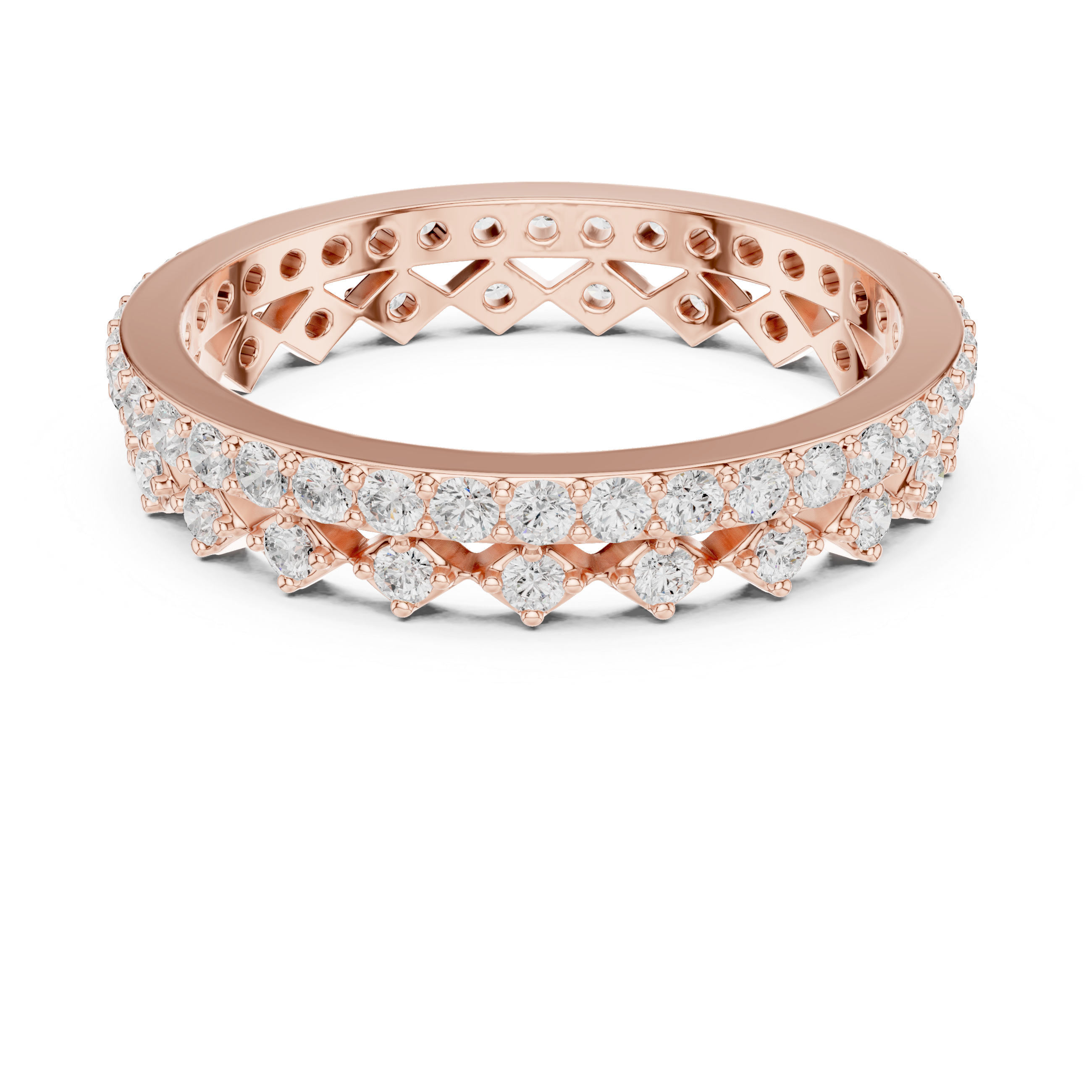 Geometric Diamond Eternity Band Ring – Modern Openwork Designer Wedding Band