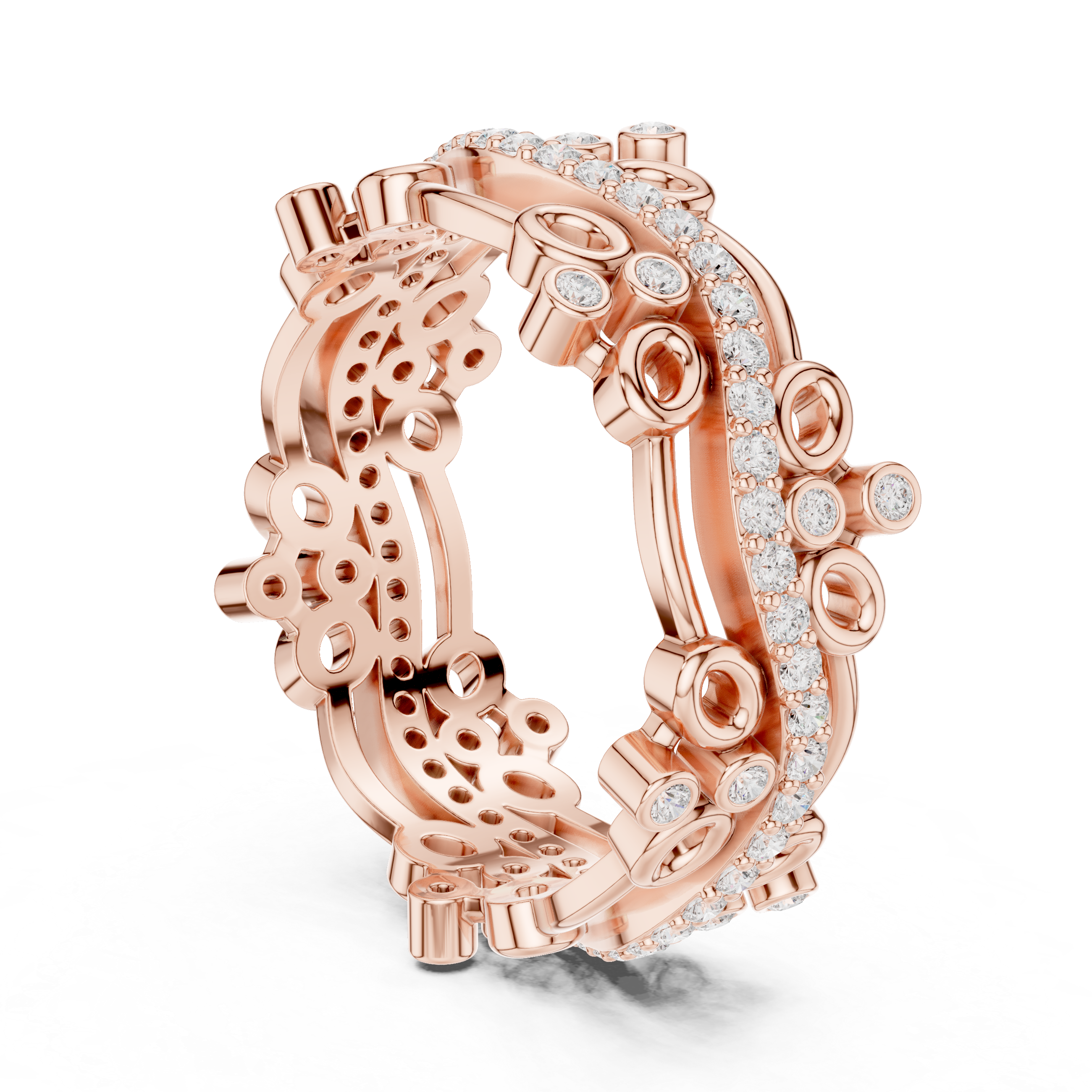 Abstract Diamond Eternity Band Ring – Modern Openwork Designer Statement Ring