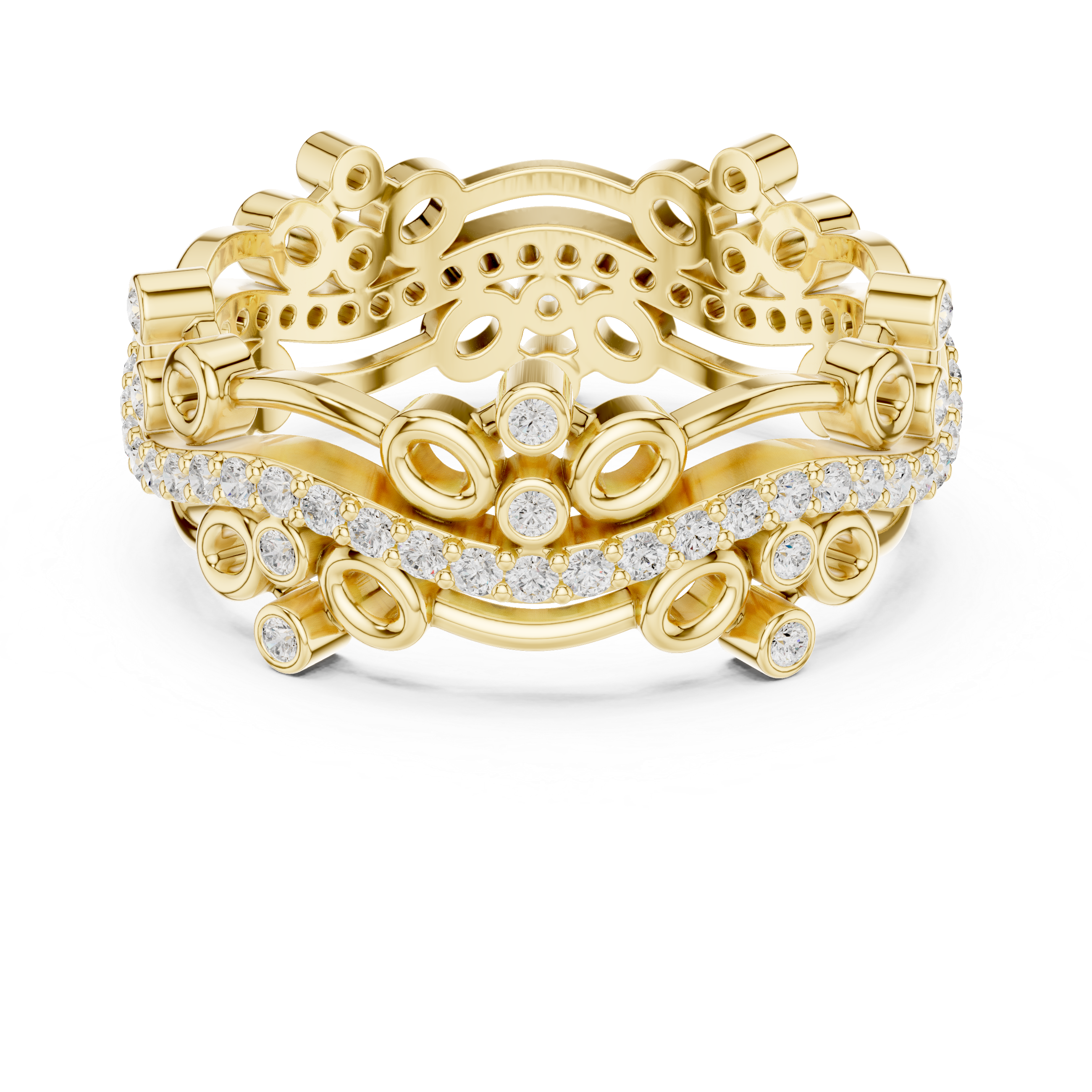 Abstract Diamond Eternity Band Ring – Modern Openwork Designer Statement Ring