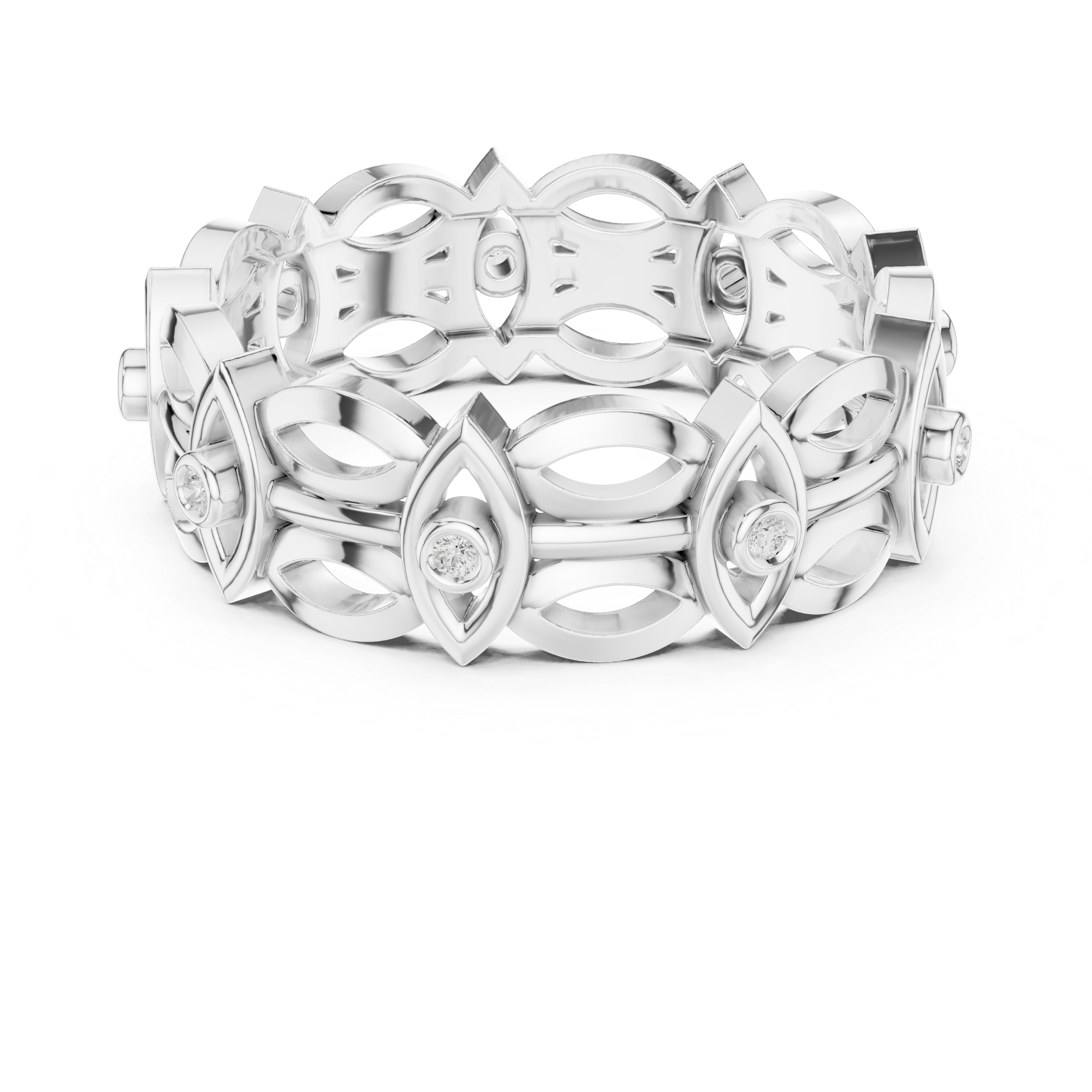 Evil Eye Eternity Band Ring – Geometric Openwork Diamond Protection Ring