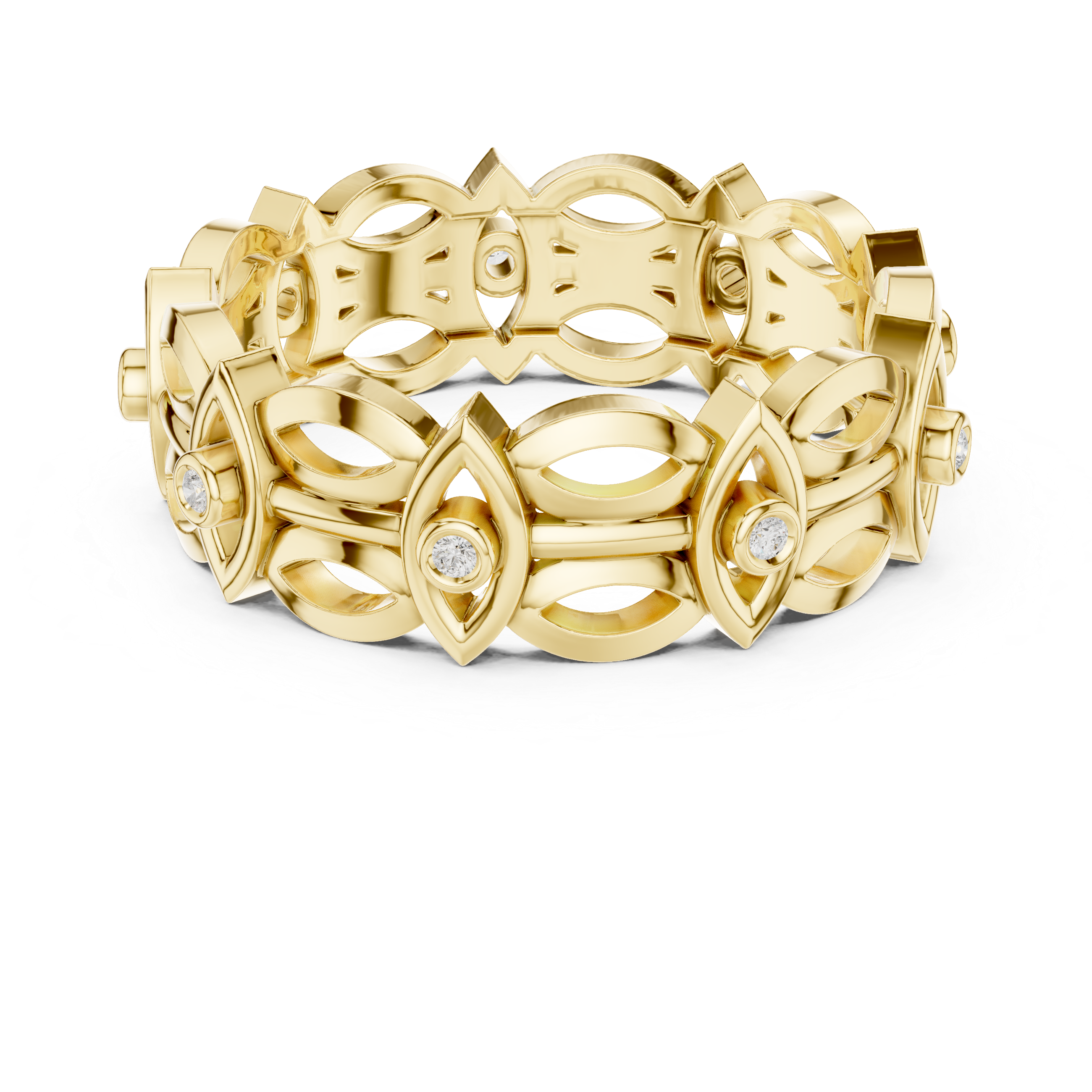 Evil Eye Eternity Band Ring – Geometric Openwork Diamond Protection Ring