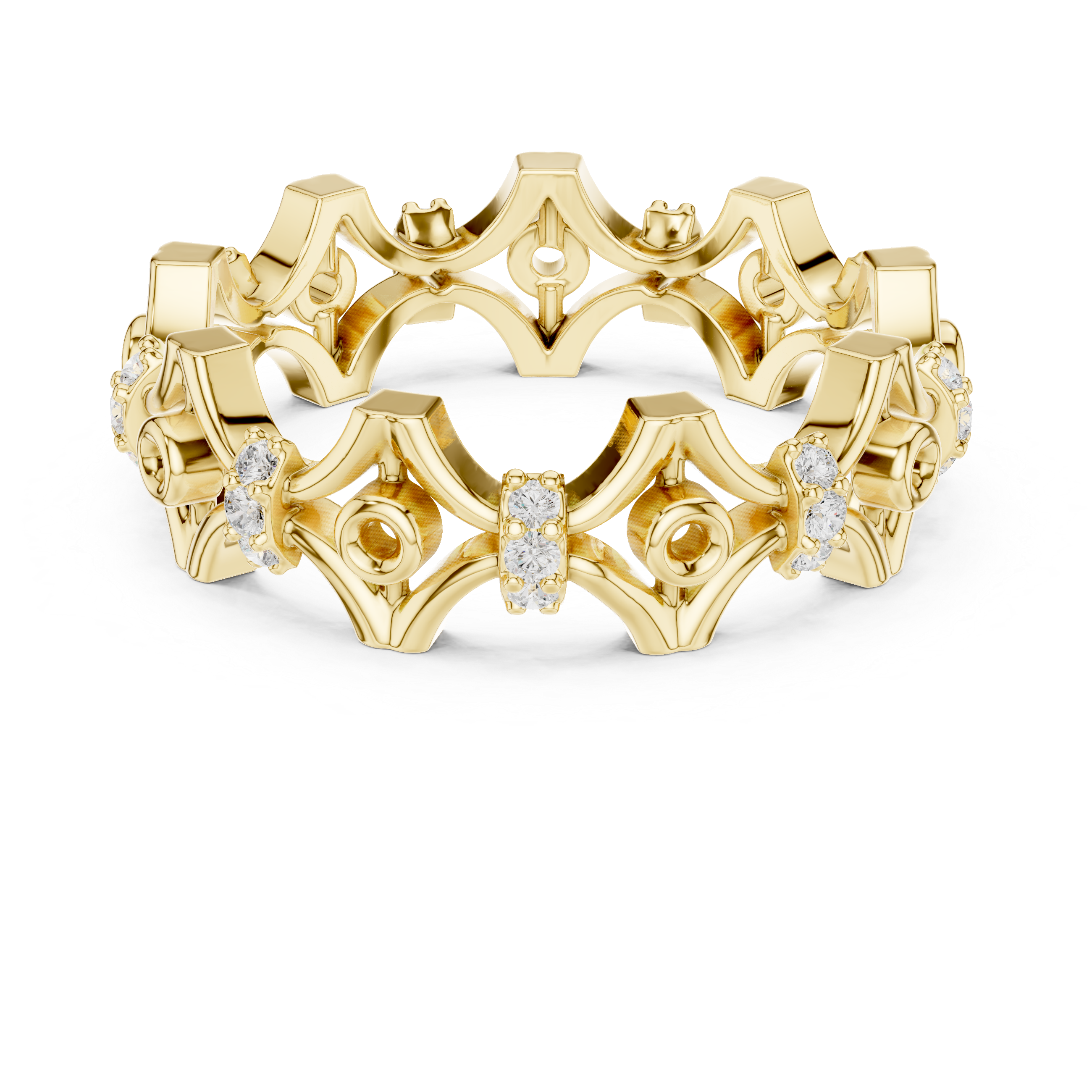 Geometric Openwork Diamond Eternity Ring – Modern Architectural Band Ring