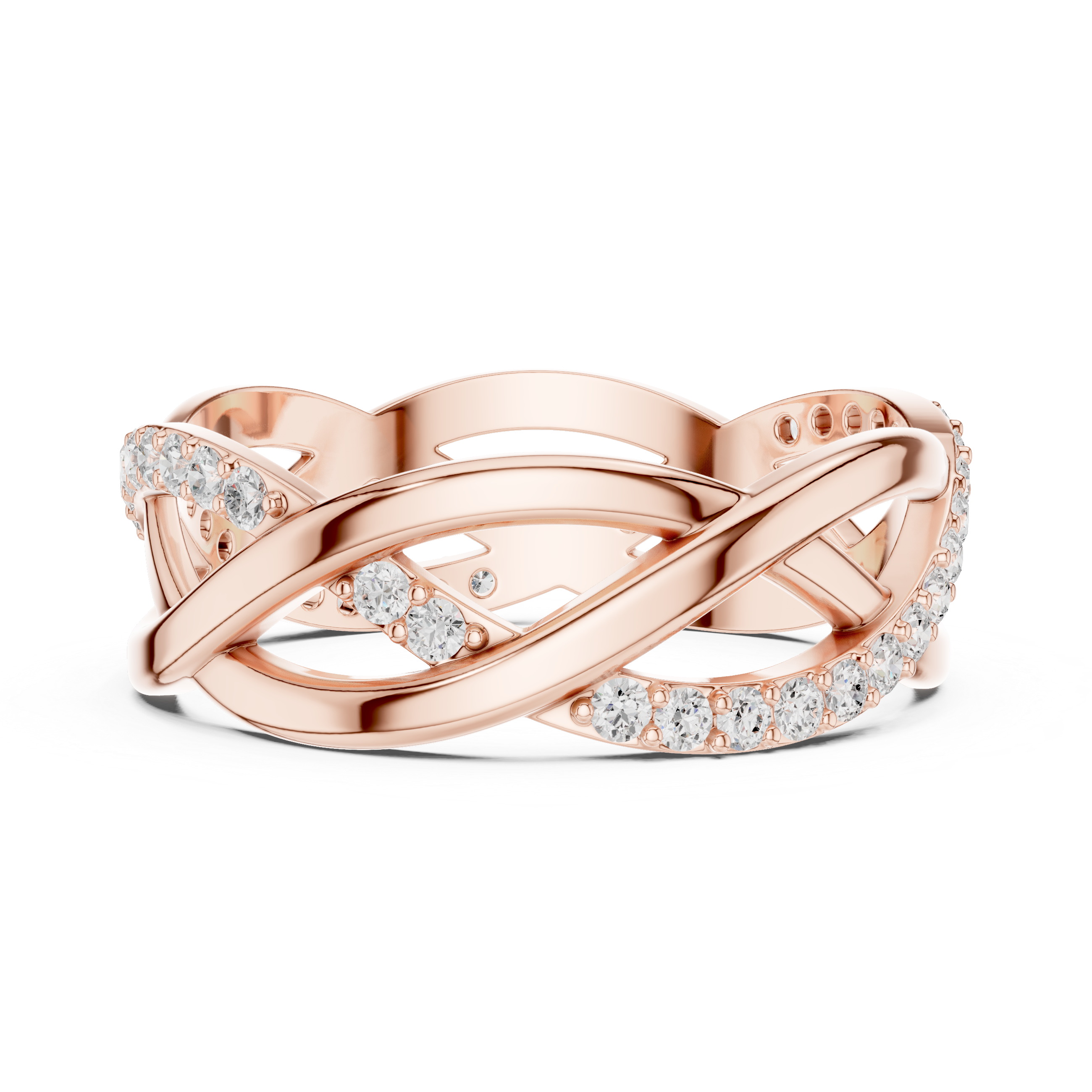 Infinity Twist Diamond Ring – Interwoven Openwork Pavé Band