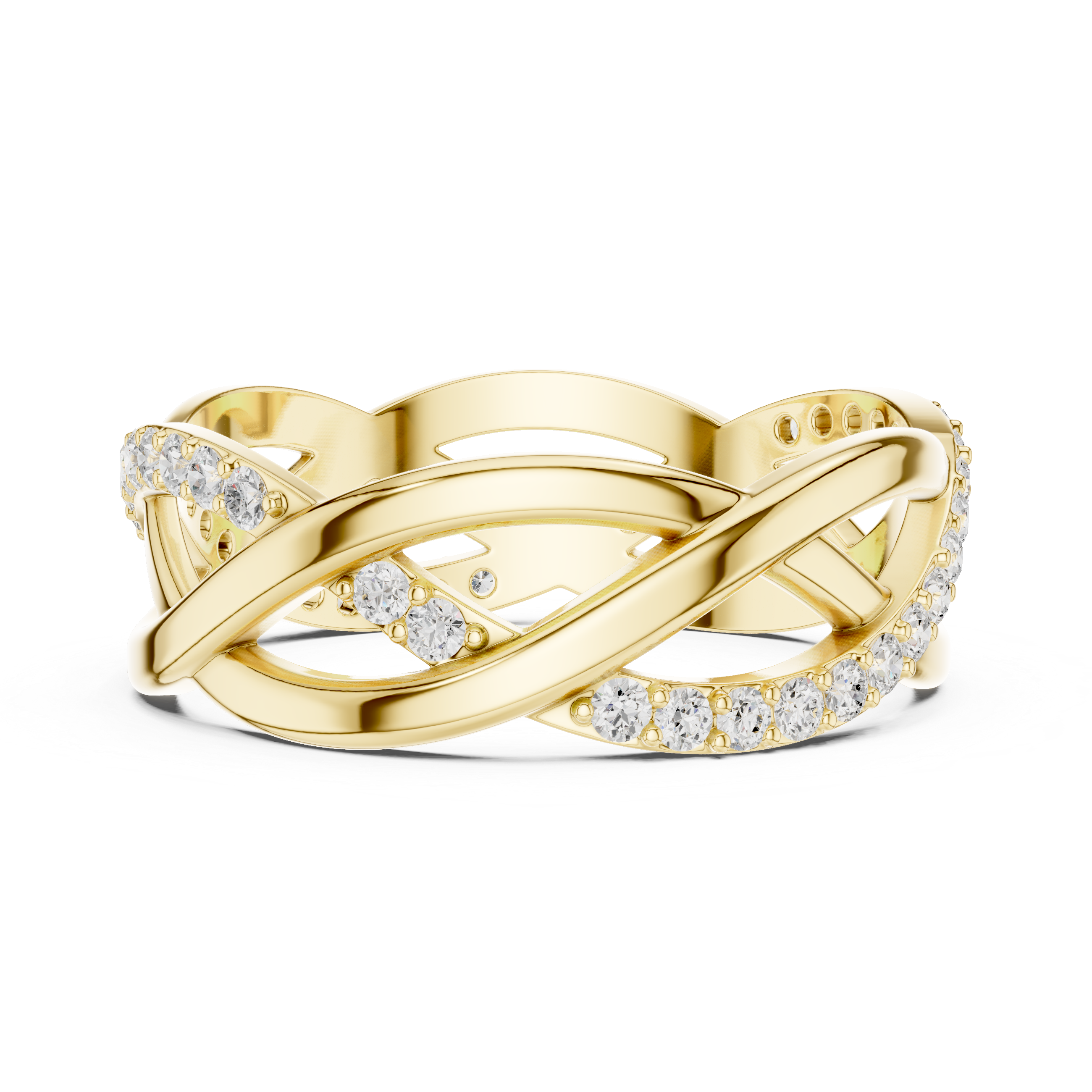 Infinity Twist Diamond Ring – Interwoven Openwork Pavé Band