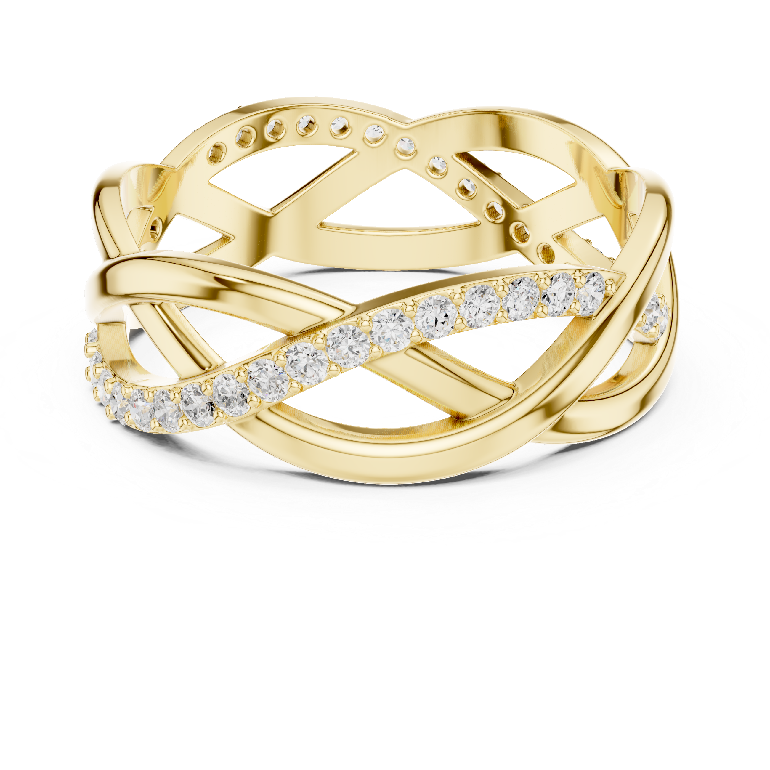 Infinity Twist Diamond Ring – Interwoven Openwork Pavé Band