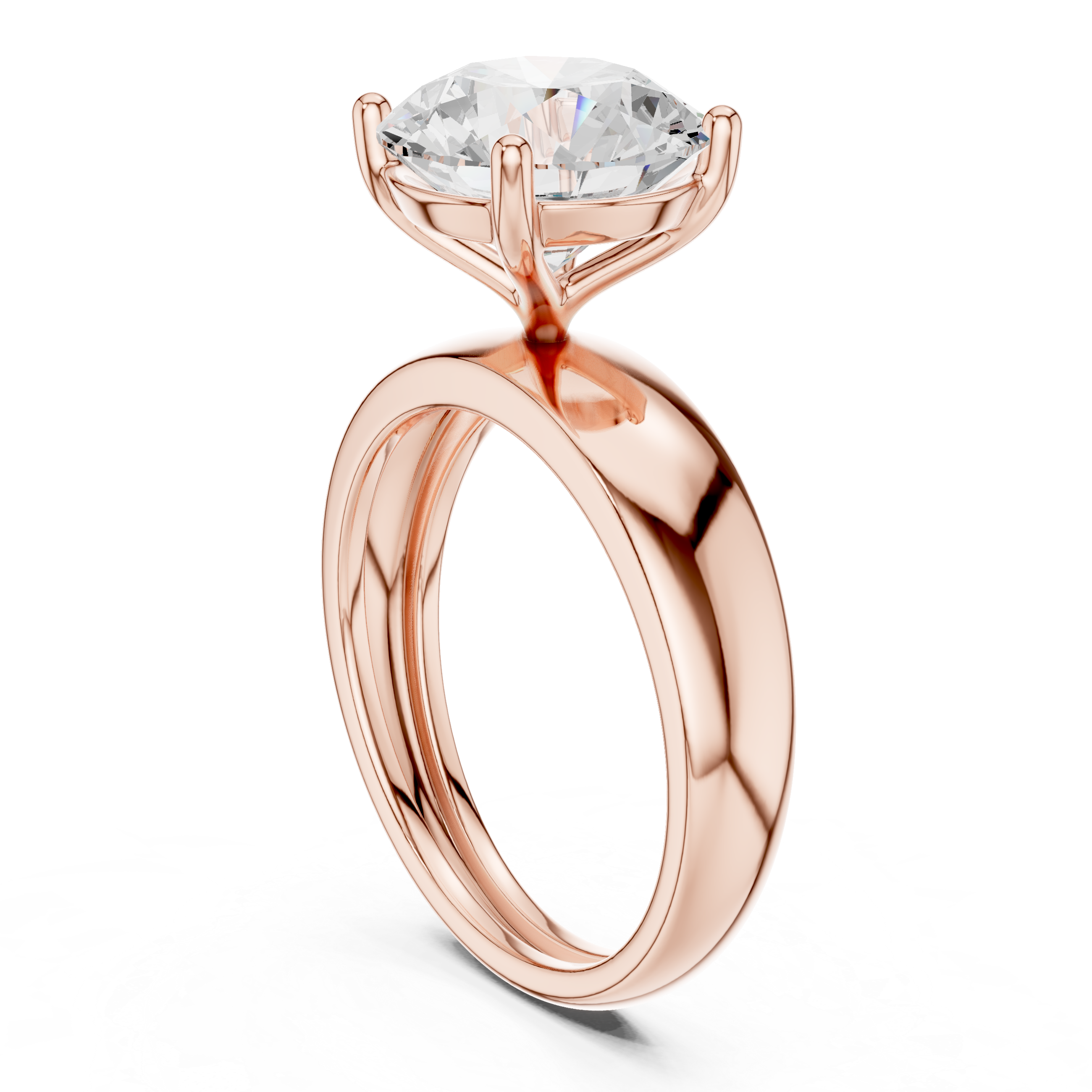 Classic Round Solitaire Engagement Ring with Tapered Gold Band – Minimalist Diamond Ring