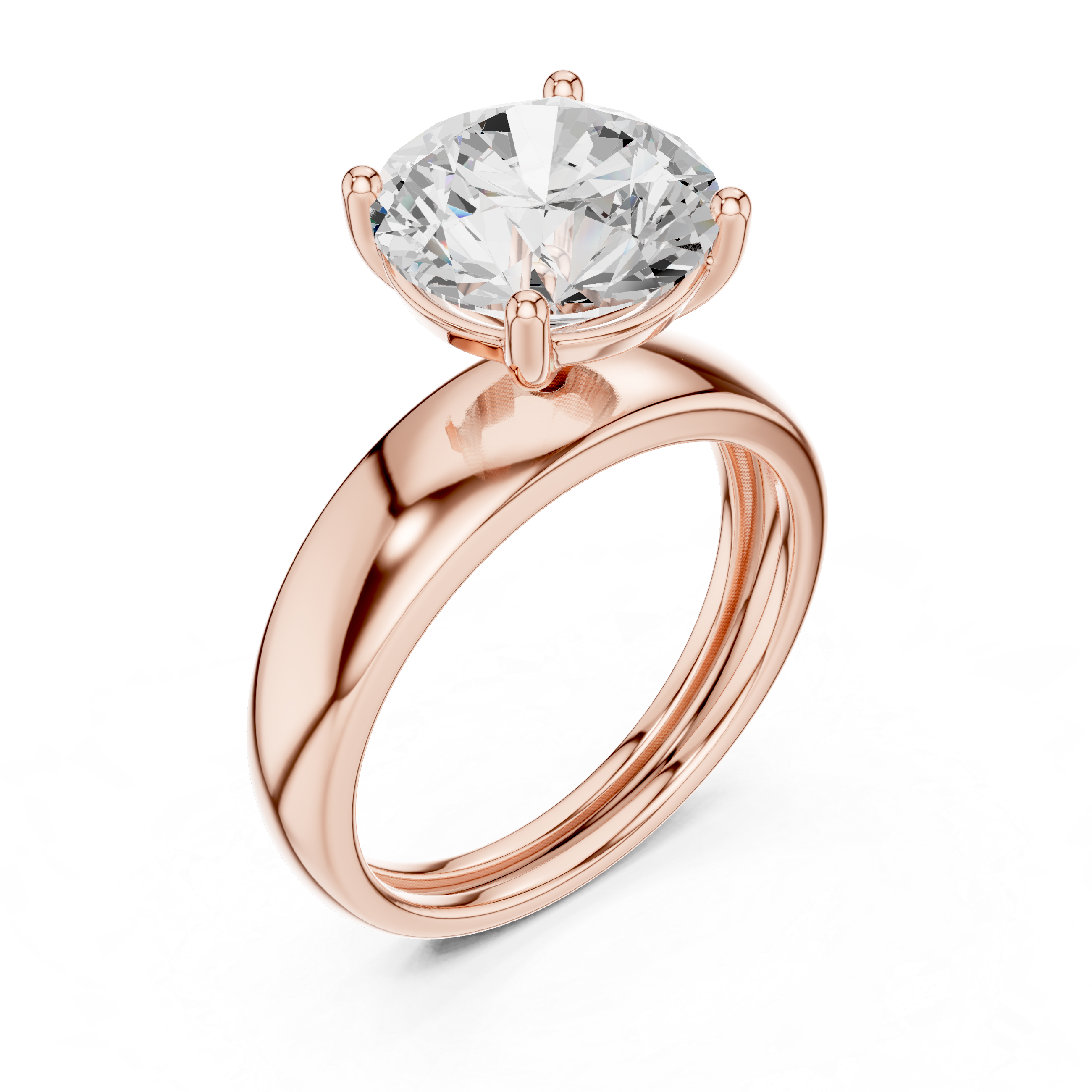 Classic Round Solitaire Engagement Ring with Tapered Gold Band – Minimalist Diamond Ring