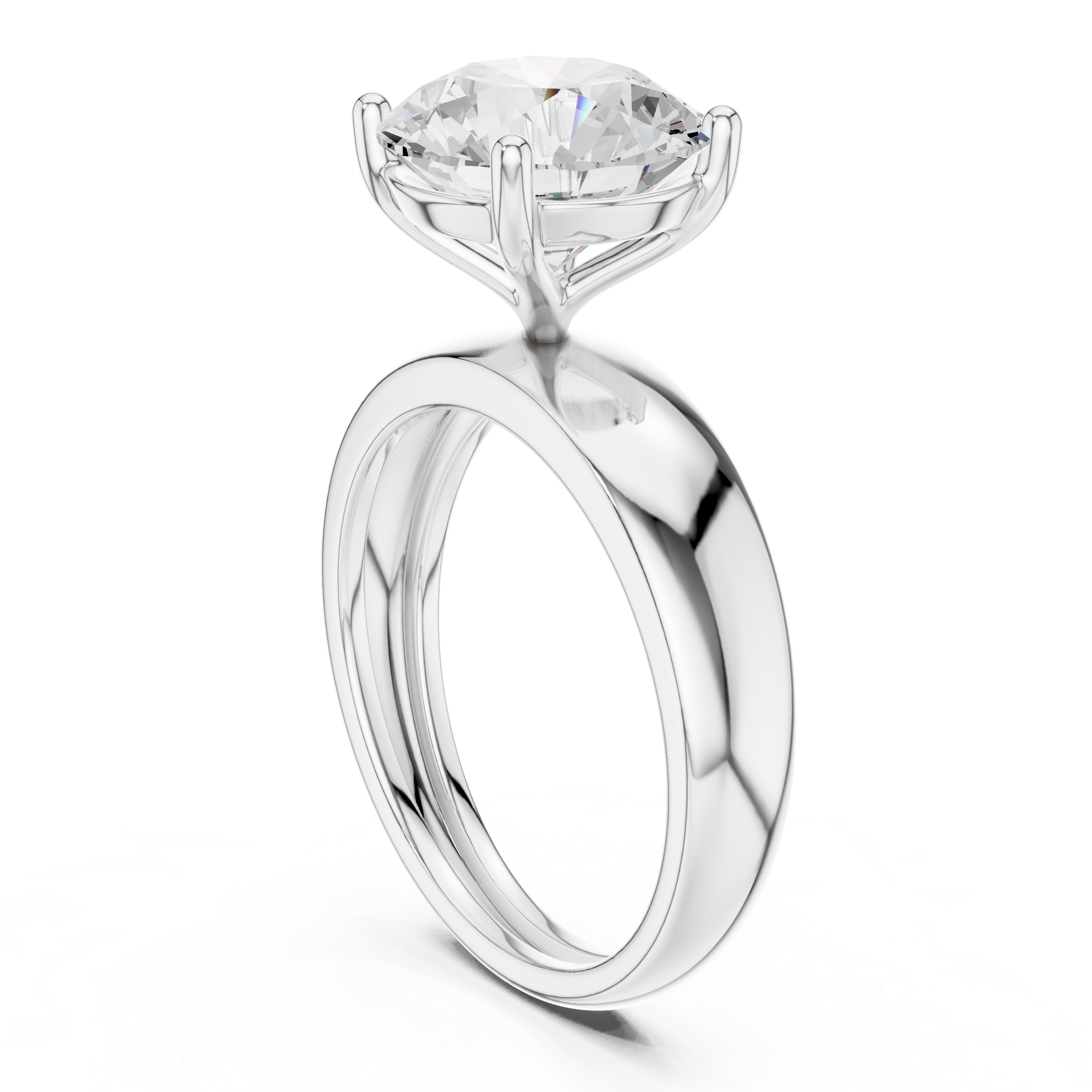 Classic Round Solitaire Engagement Ring with Tapered Gold Band – Minimalist Diamond Ring