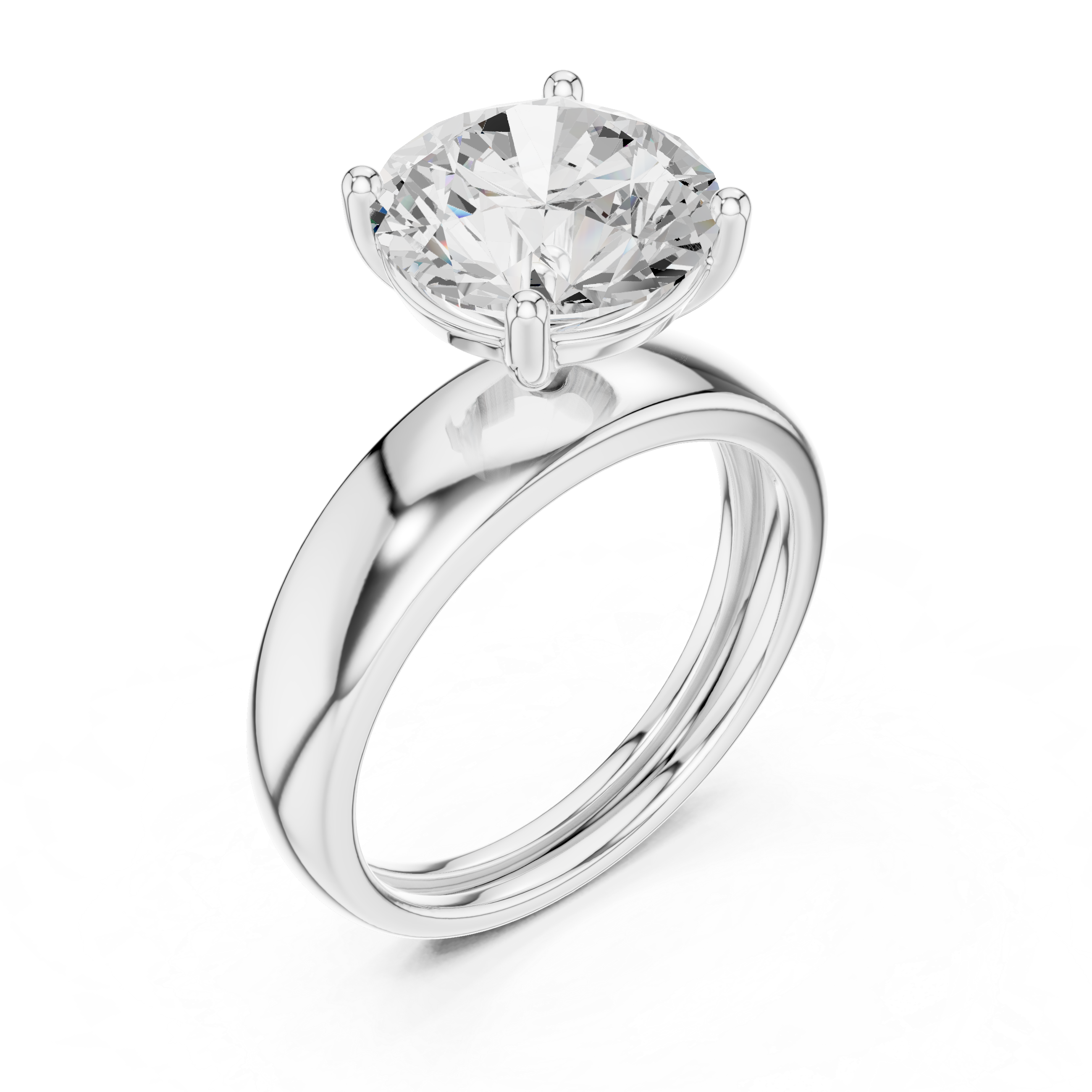 Classic Round Solitaire Engagement Ring with Tapered Gold Band – Minimalist Diamond Ring