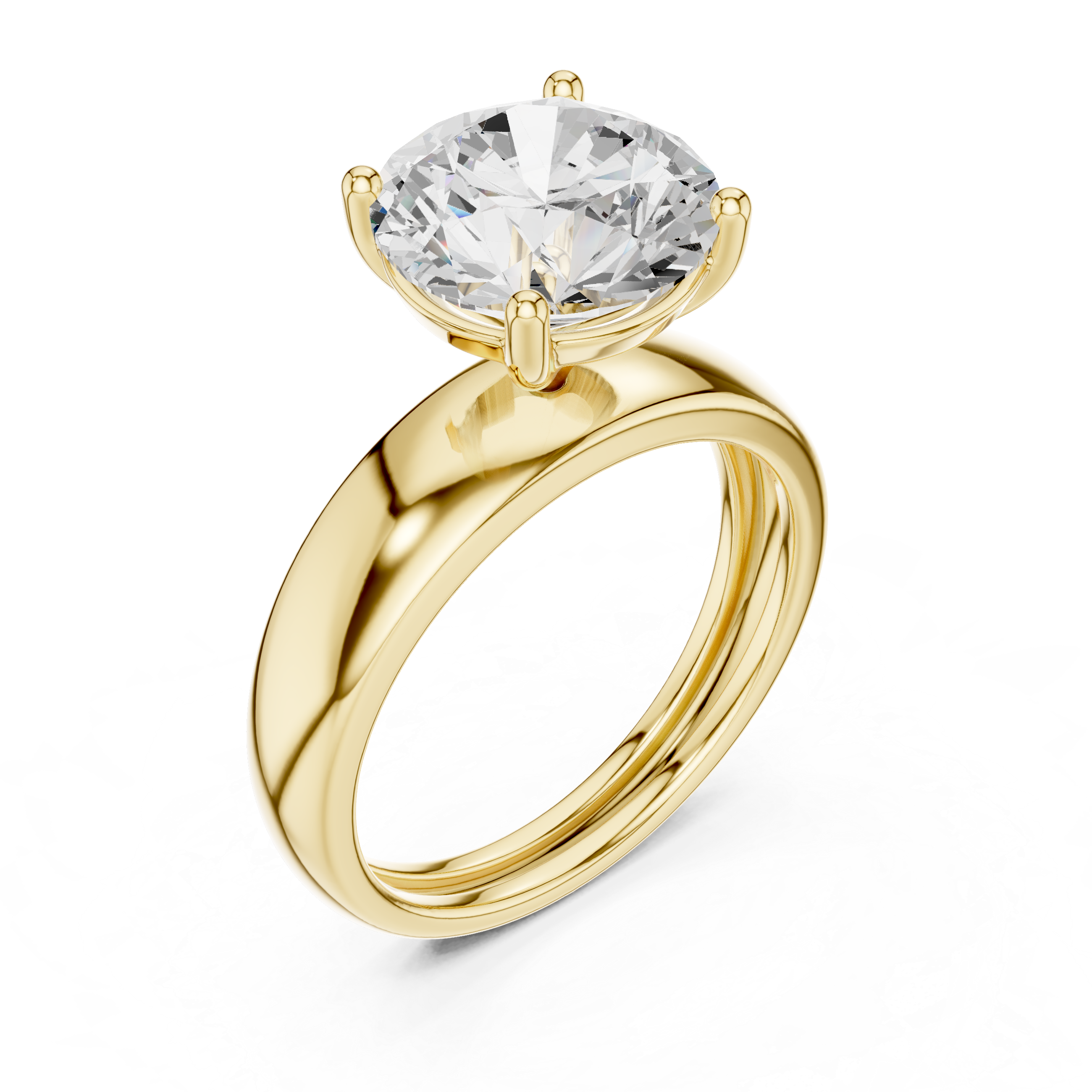 Classic Round Solitaire Engagement Ring with Tapered Gold Band – Minimalist Diamond Ring