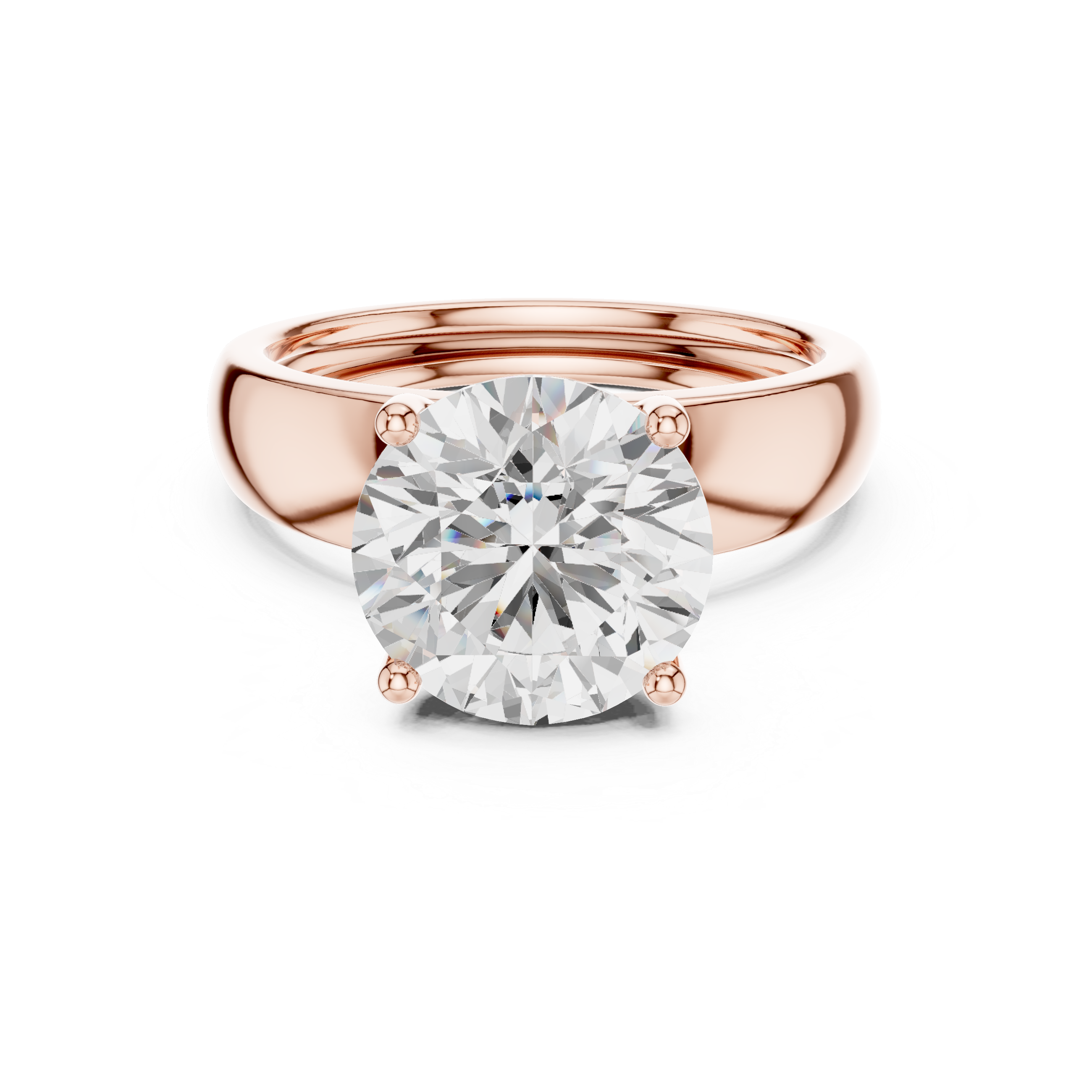 Classic Round Solitaire Engagement Ring with Tapered Gold Band – Minimalist Diamond Ring