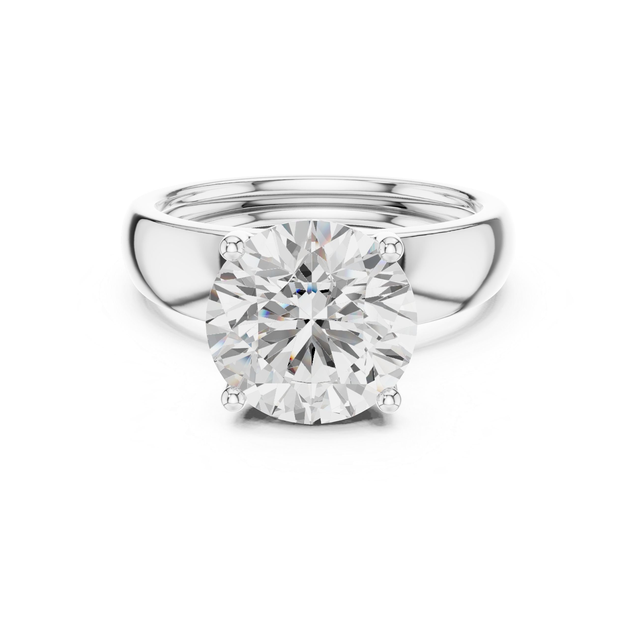 Classic Round Solitaire Engagement Ring with Tapered Gold Band – Minimalist Diamond Ring