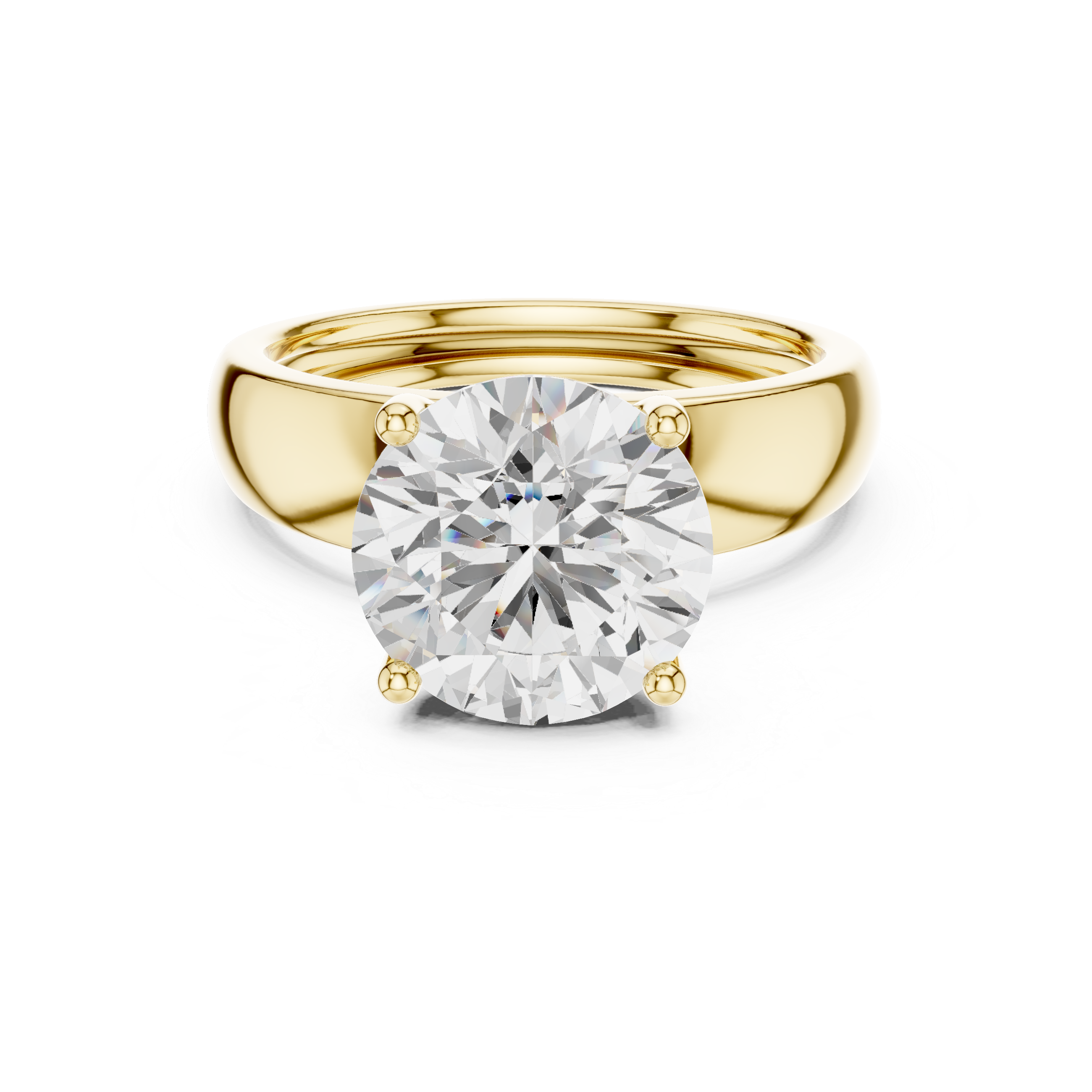 Classic Round Solitaire Engagement Ring with Tapered Gold Band – Minimalist Diamond Ring