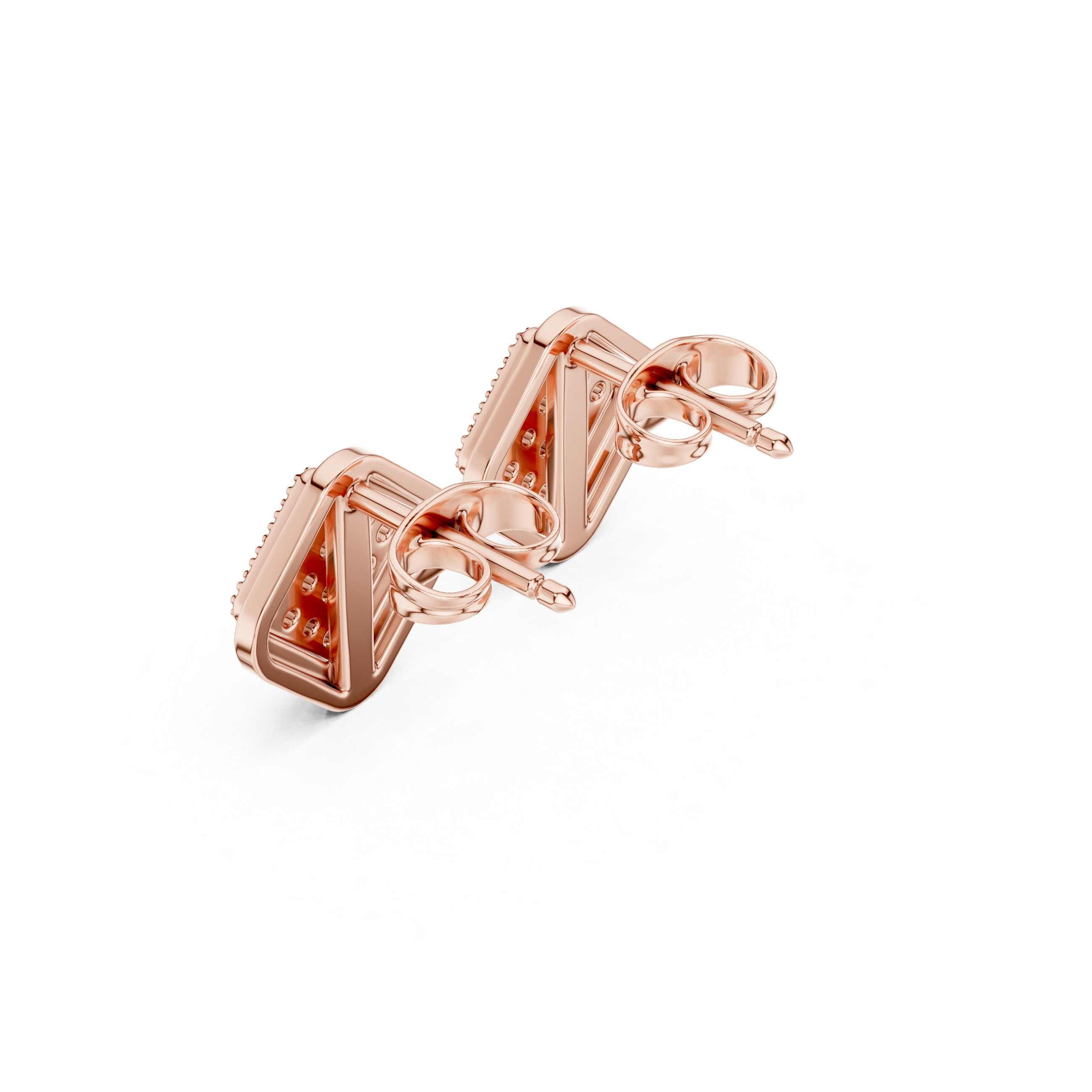 Diamond Pave Cushion Square Stud Earrings