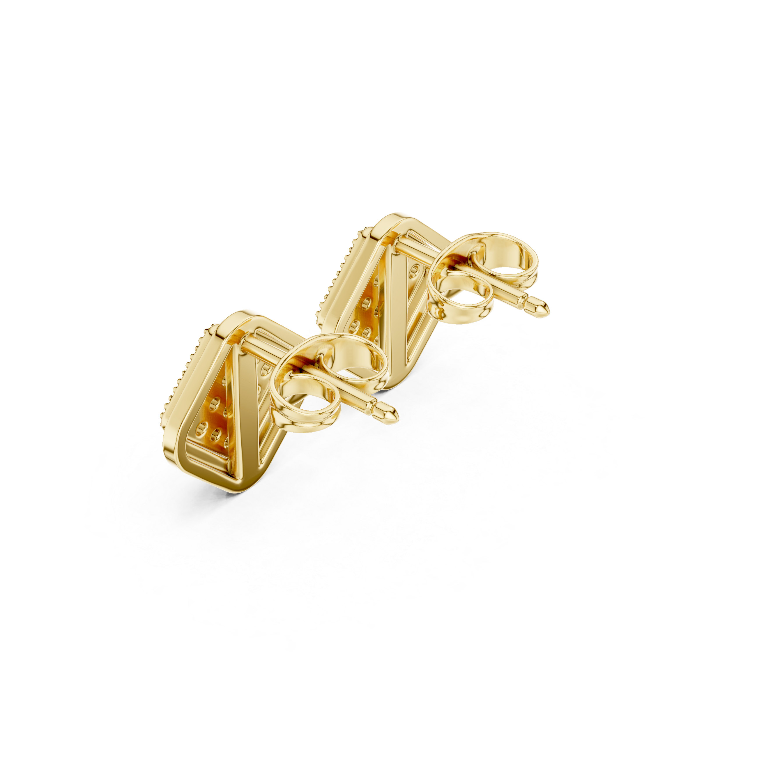 Diamond Pave Cushion Square Stud Earrings