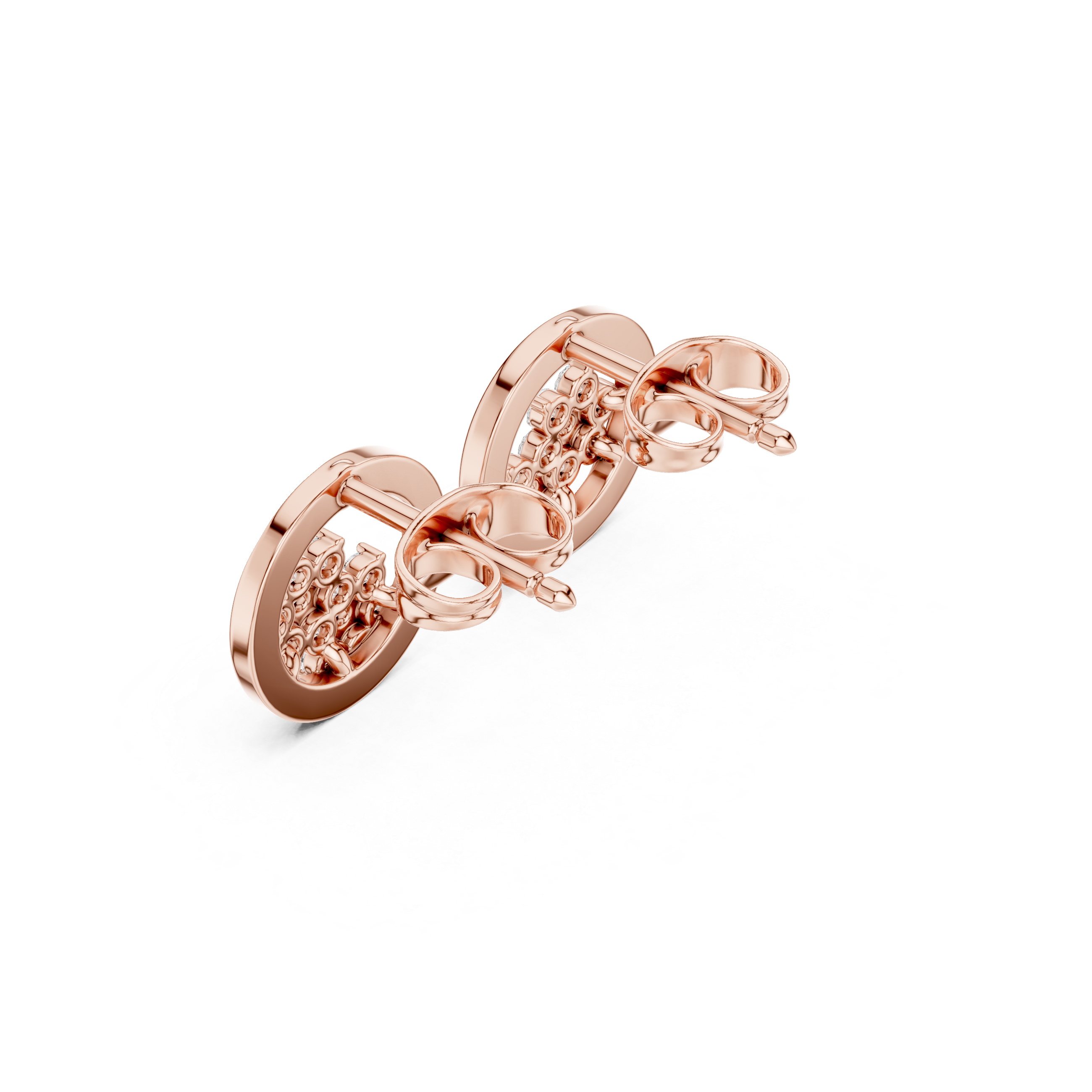Floral Cluster Circle Diamond Stud Earrings