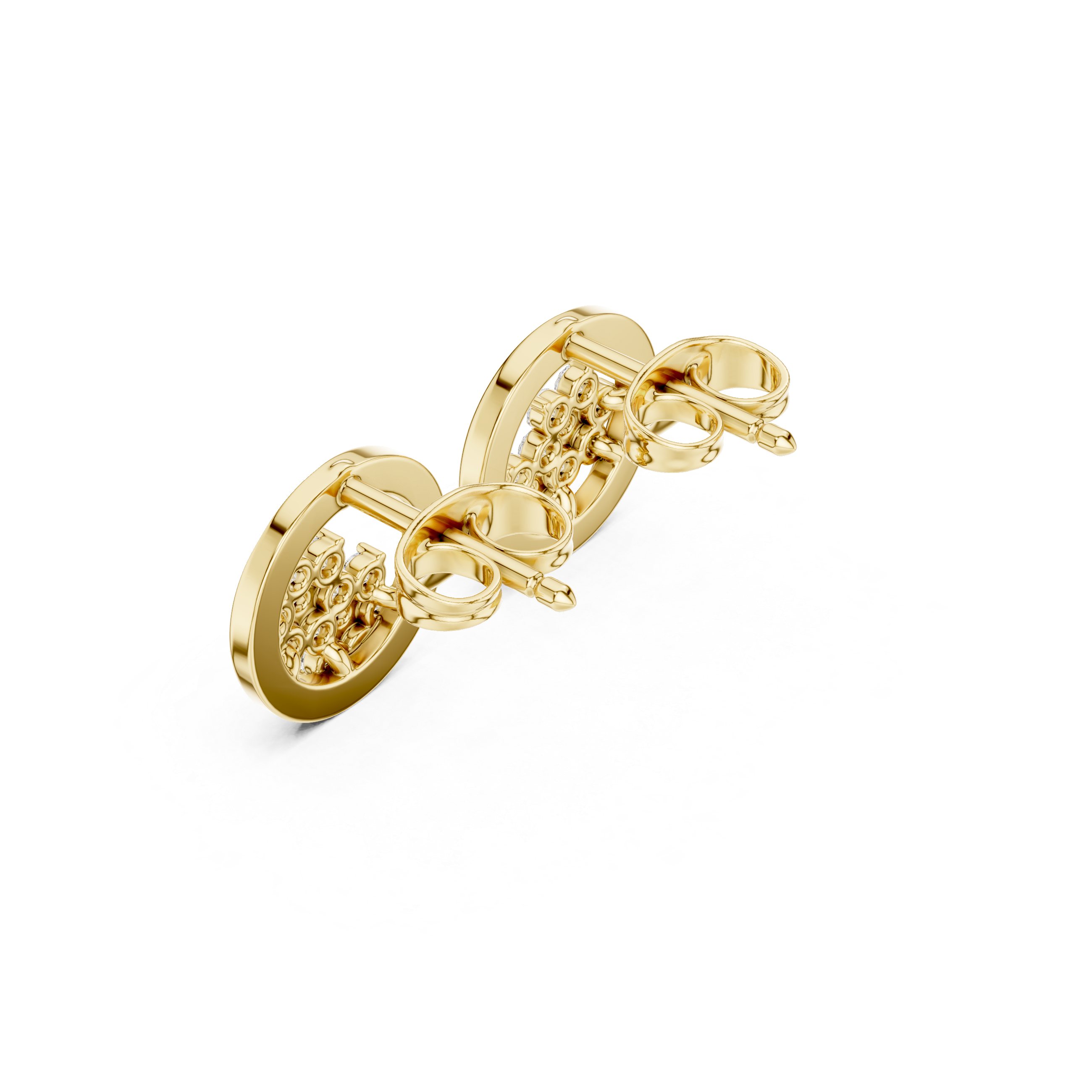 Floral Cluster Circle Diamond Stud Earrings